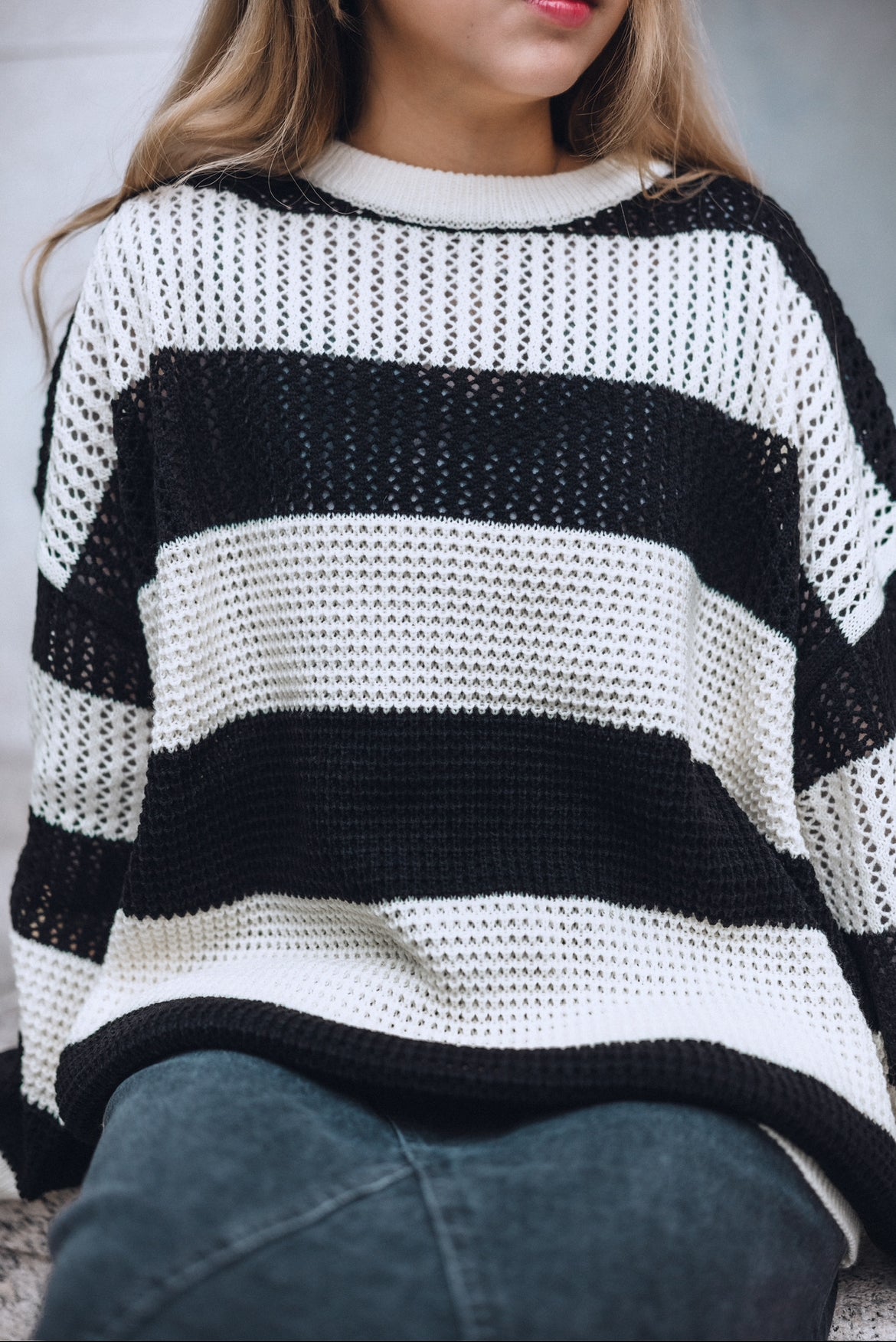 洞洞橫紋針織上衣|2色入