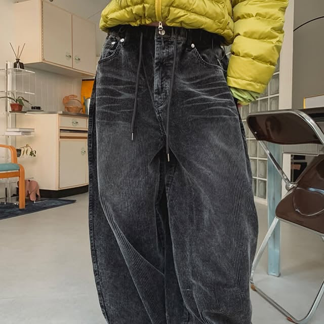 Unisex洗水燈芯絨氣球褲|3色入