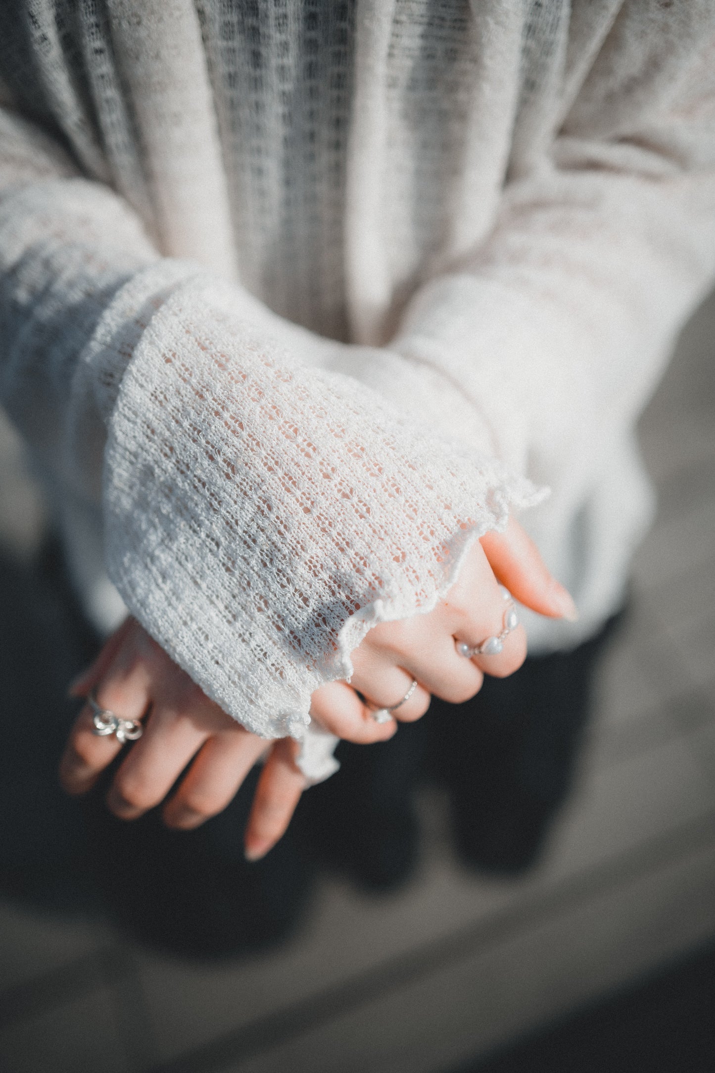 LOOSE FIT薄針織上衣 連圍巾set|3色入