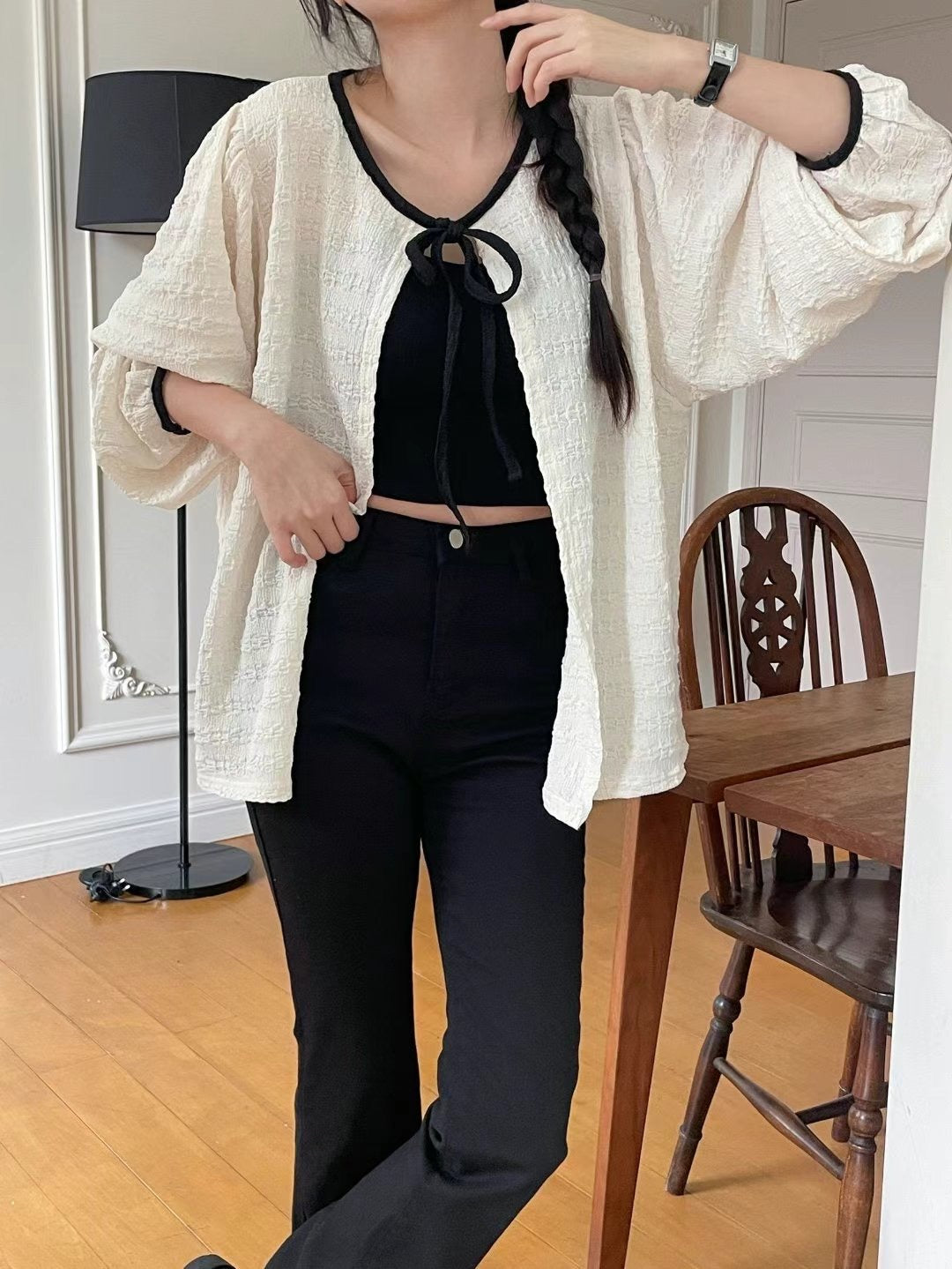 泡泡質蝴蝶結綁帶外搭|2色入