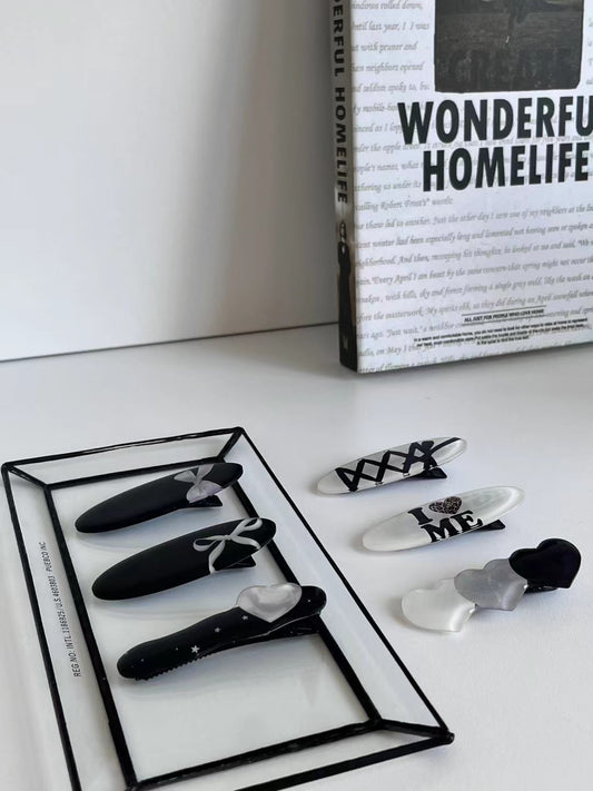 黑白風♡ 一字髮夾|6色入