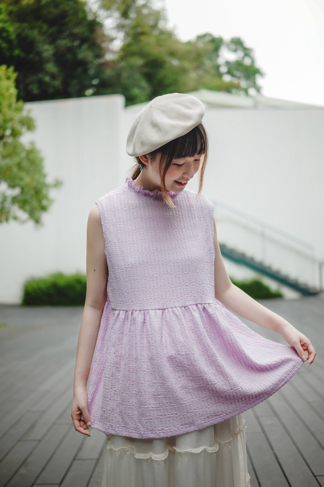 甜美蝴蝶綁帶小花邊背心|3色入