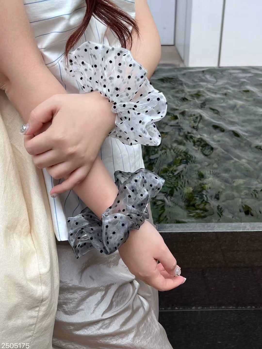 歐根紗波點 · 大腸髮圈|5色入