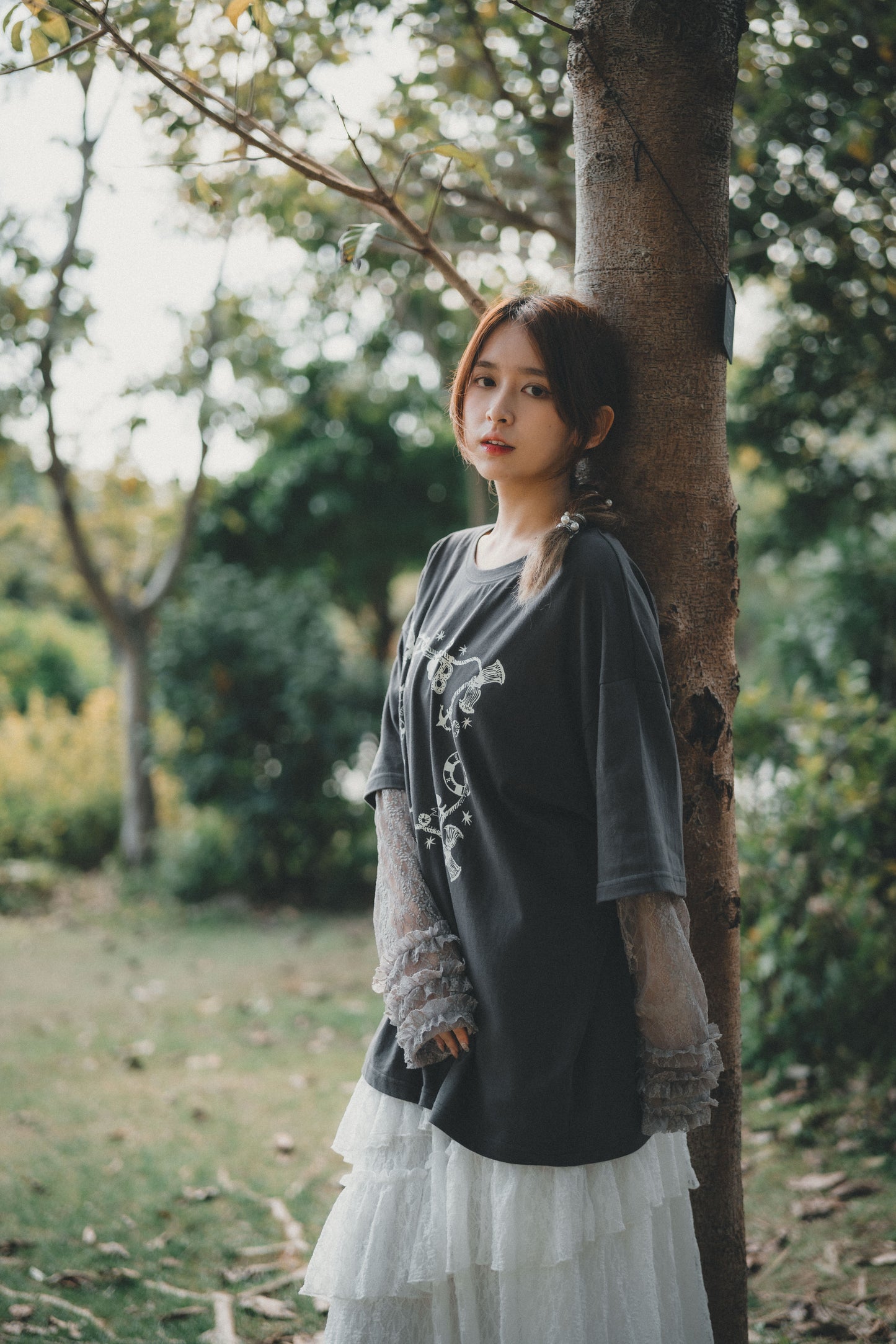 ROMANTIC RUFFLE LACE SLEEVES TEE | 3色入