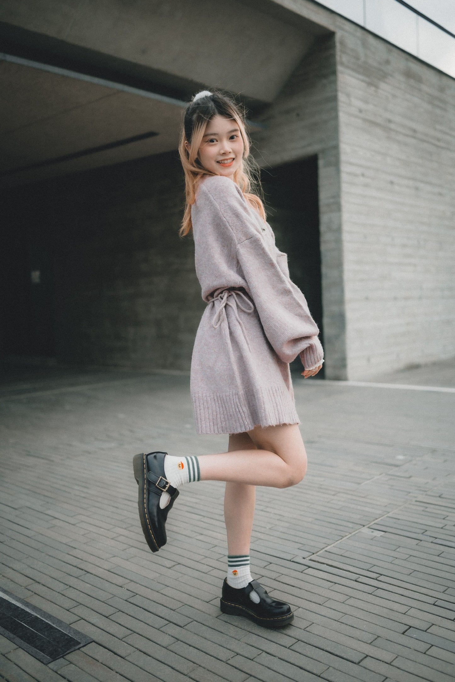 馬海毛觸感針織開襟衫搭配腰帶|5色入