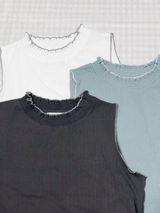 七彩🌈 百搭撞色木耳邊背心|7色入