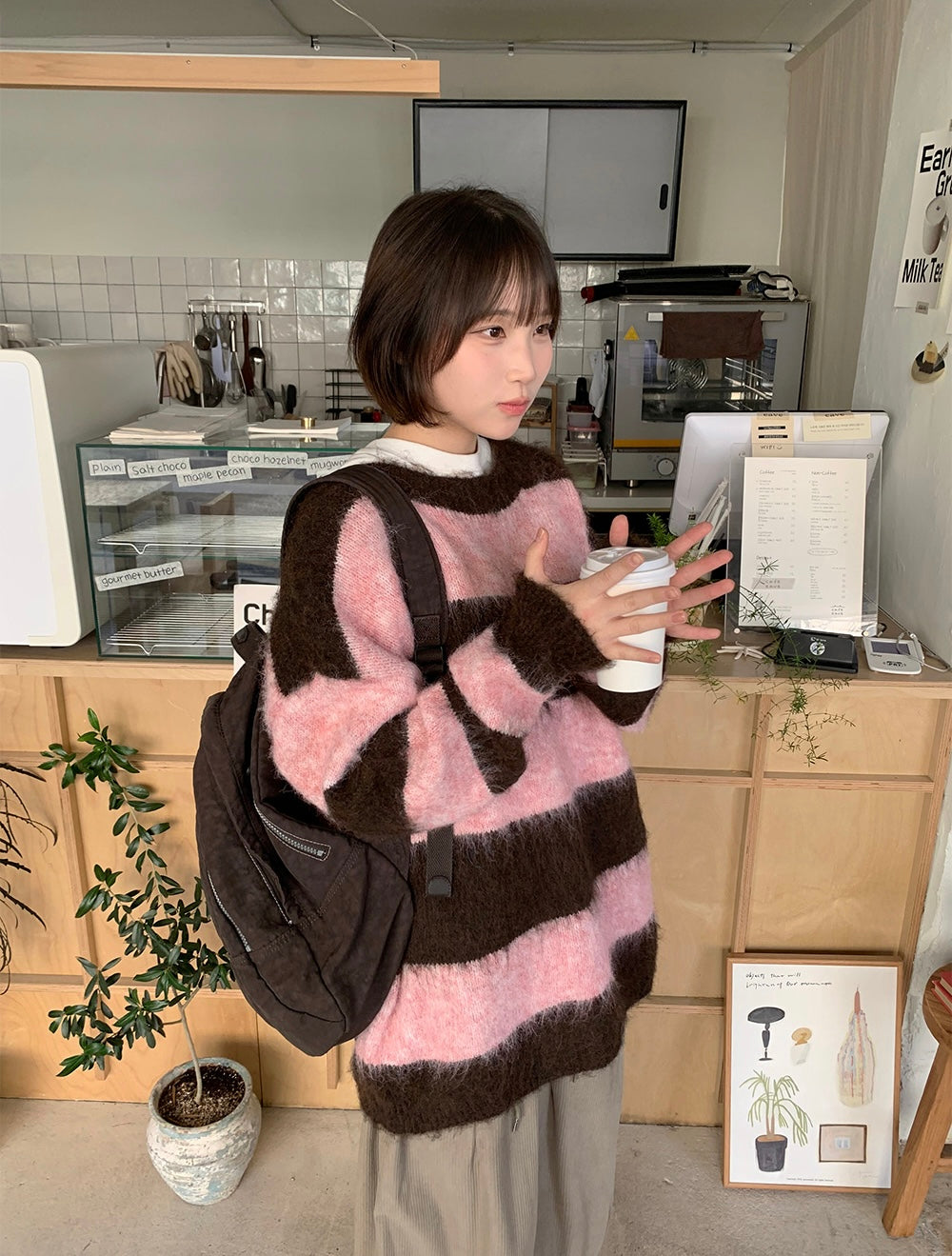 50%羊毛🐏 拼色間條圓領上衣|4色入