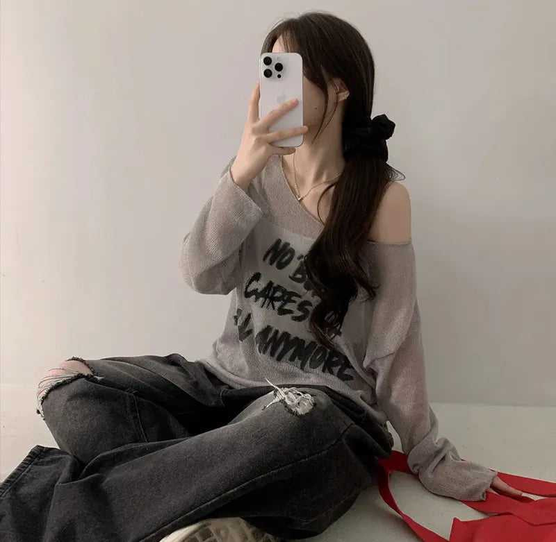 Nobody透膚長袖針織|4色入