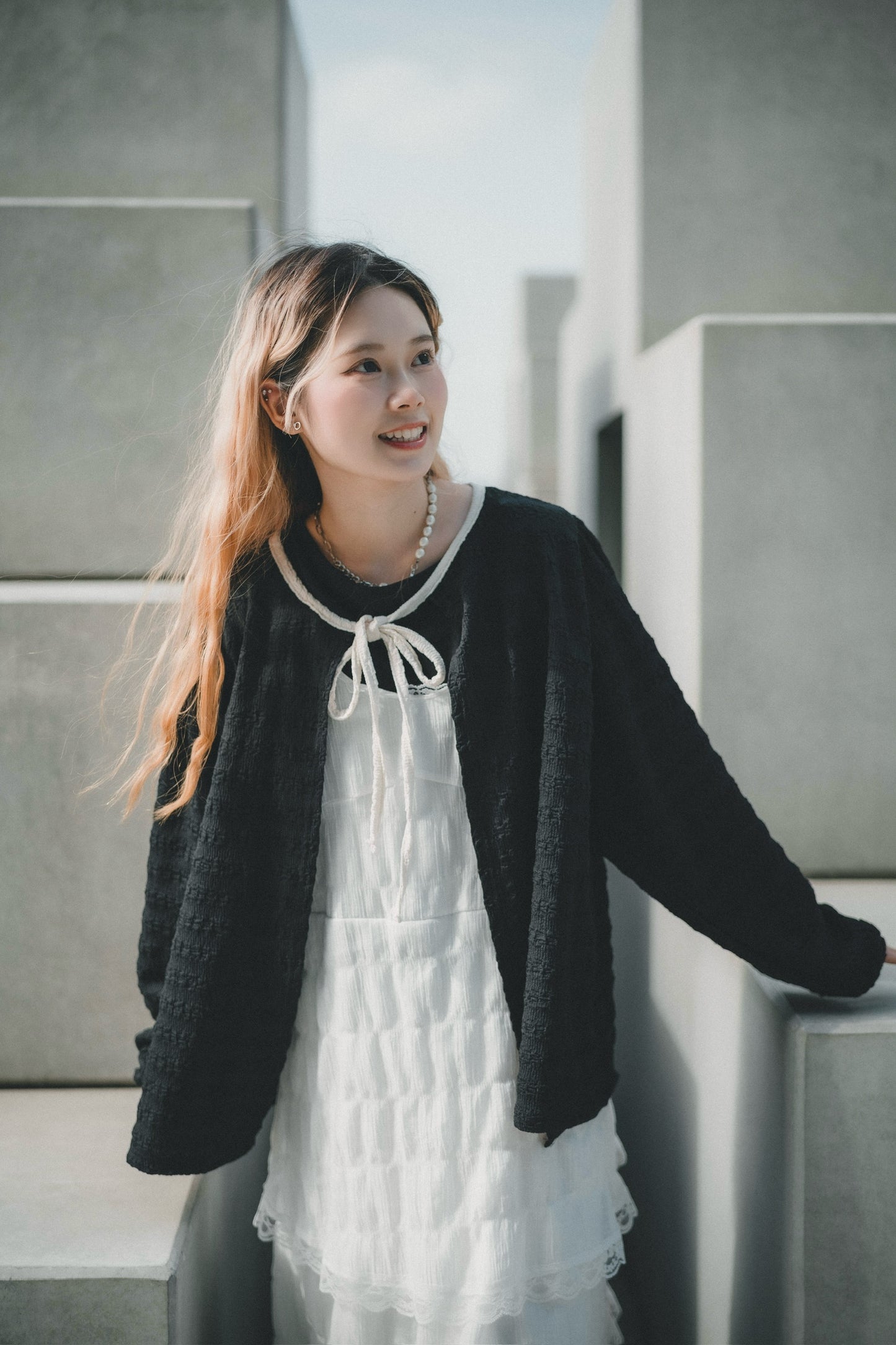 泡泡質蝴蝶結綁帶外搭|2色入