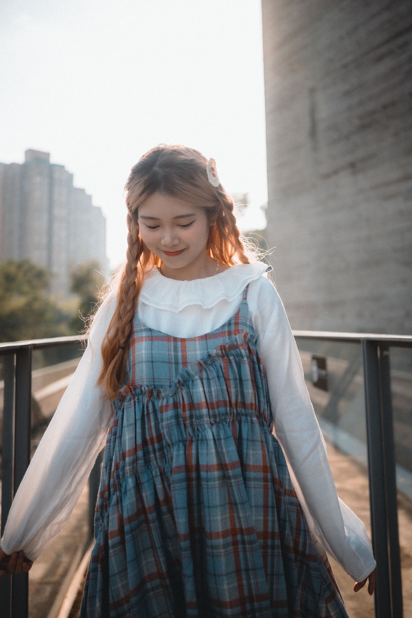 雙層圓花領長袖襯衫|2色入