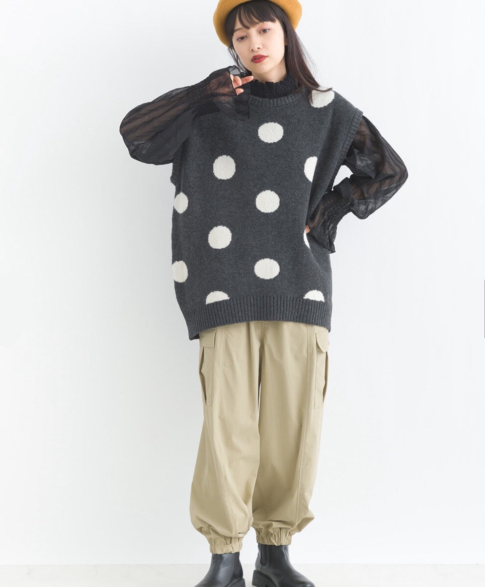 JP日系可愛波波針織馬甲|2色入