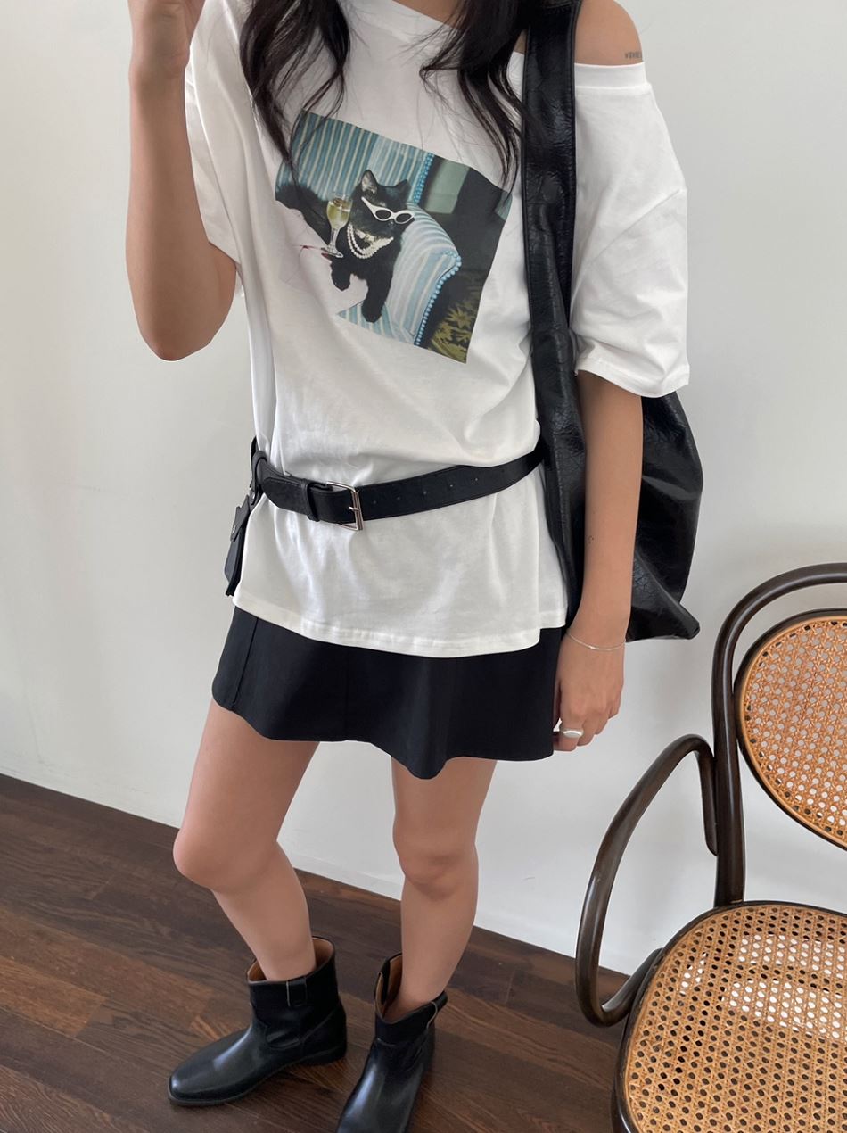 黑超貓貓🕶️ 露肩T-shirt|2色入