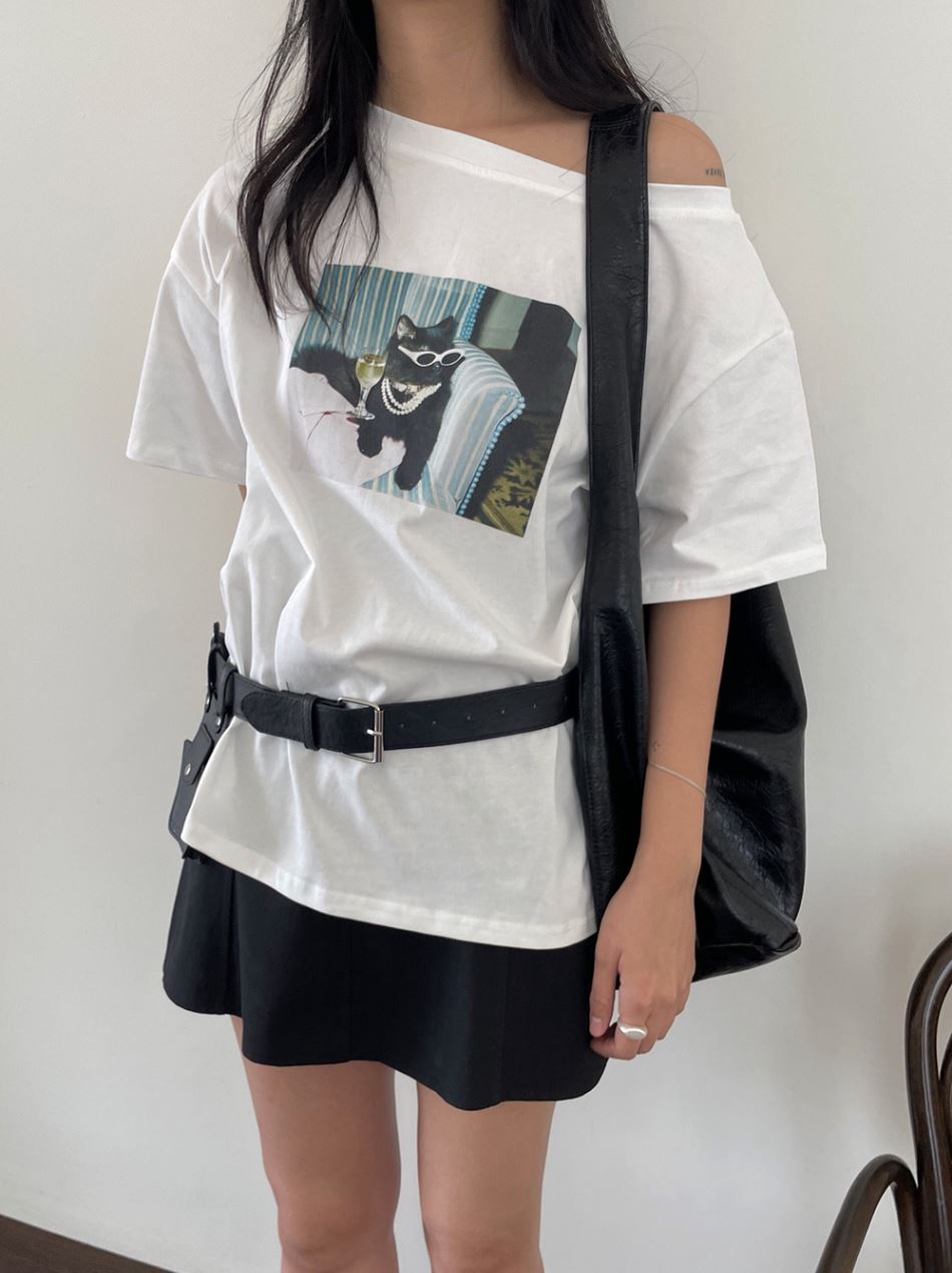 黑超貓貓🕶️ 露肩T-shirt|2色入