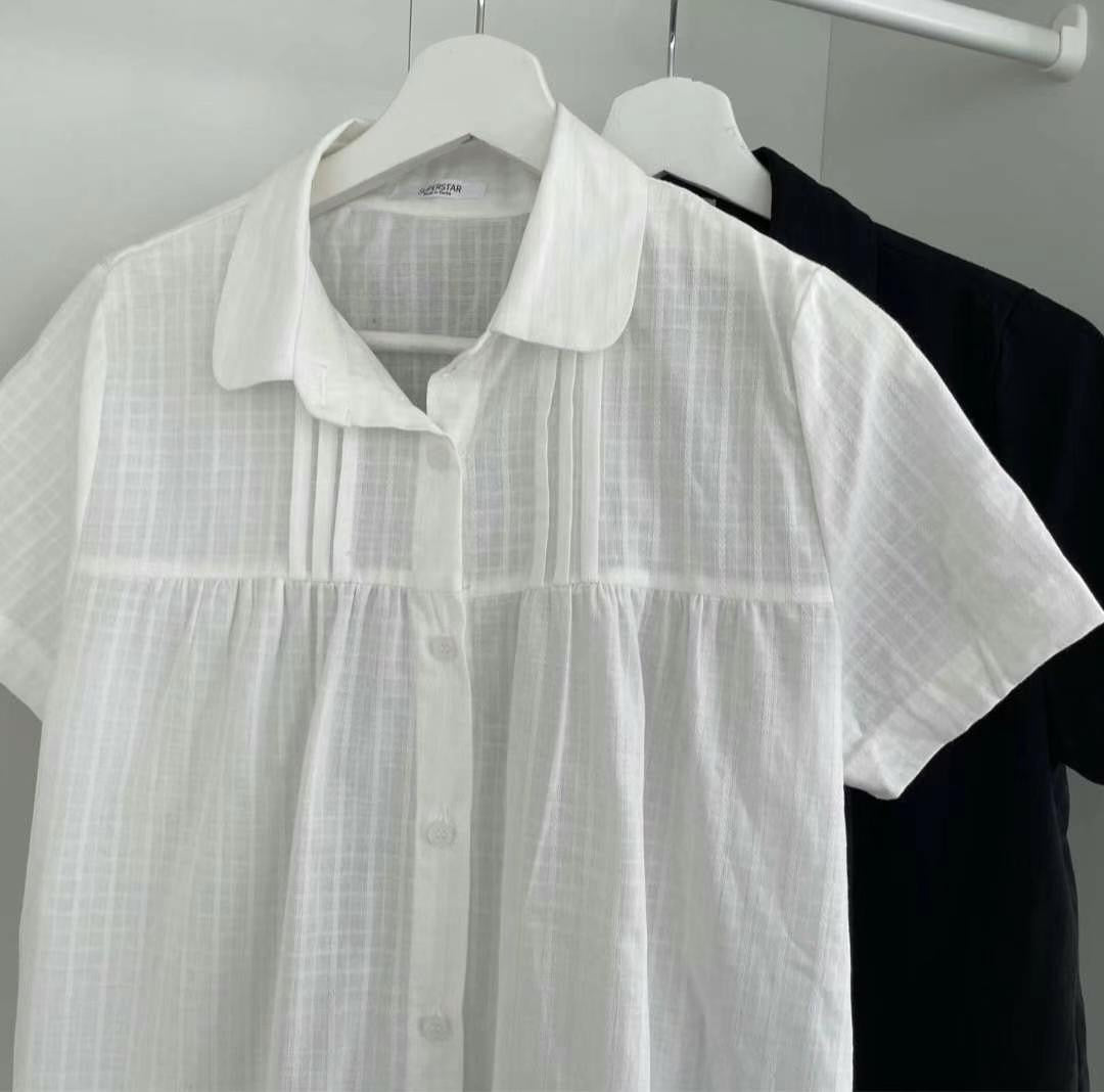 少女娃娃領荷葉邊襯衫|2色入