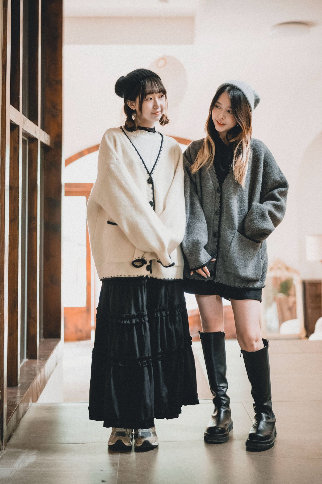 厚實拼邊長外套|3色入