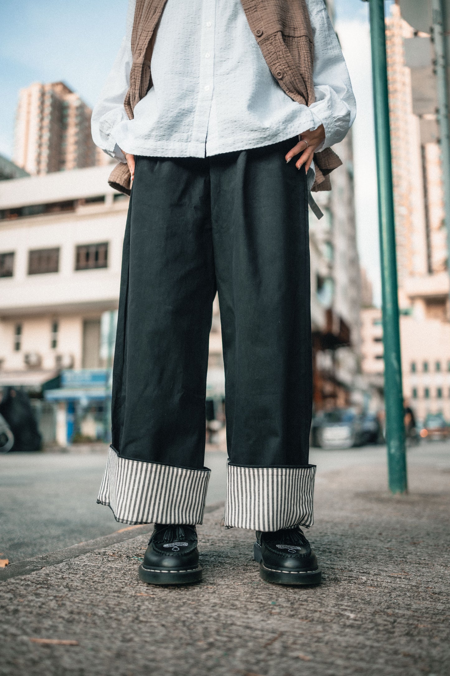 2WAY內直條布長褲|3色入