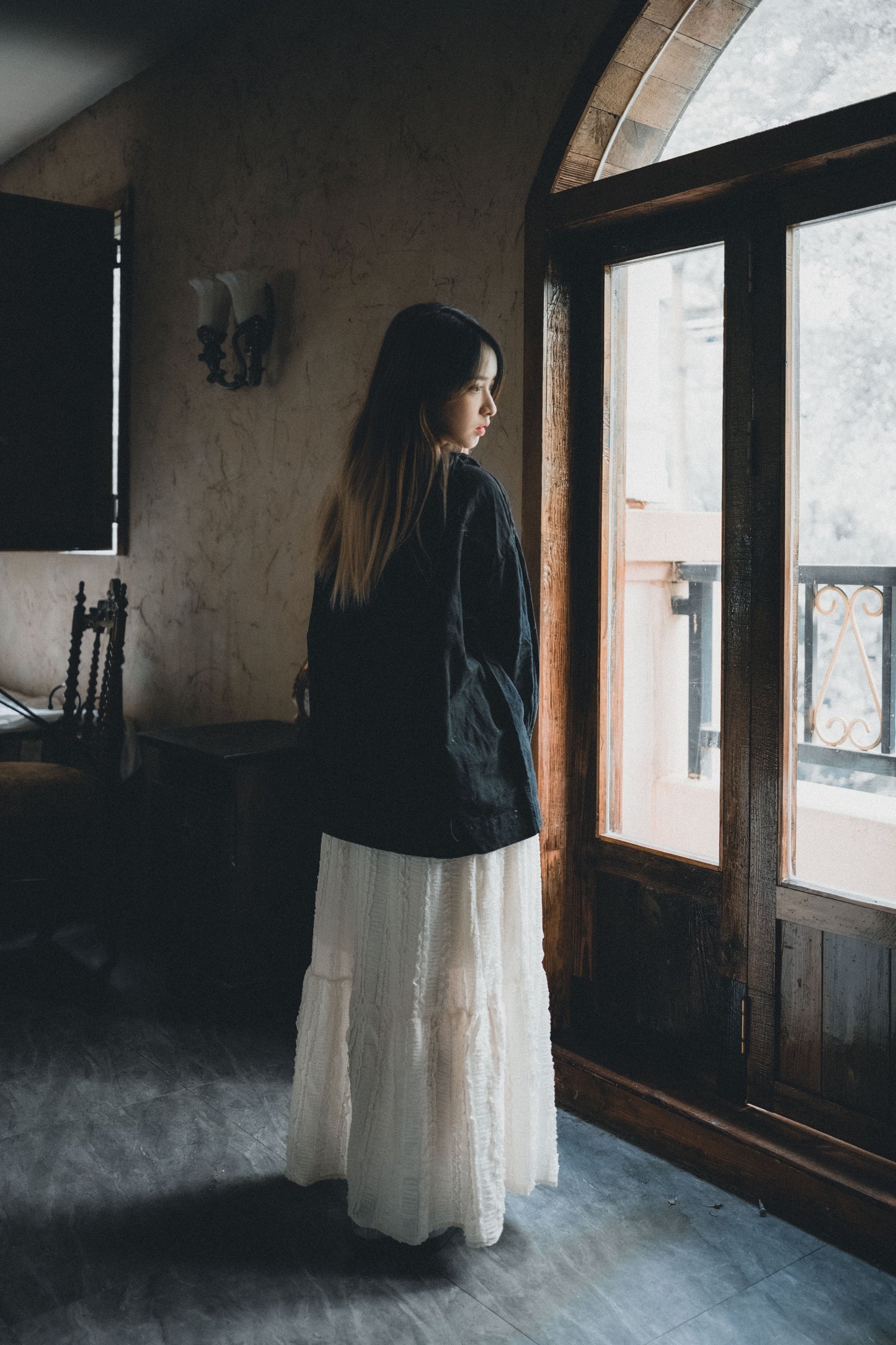 溫柔紋理感蕾絲半身裙|2色入