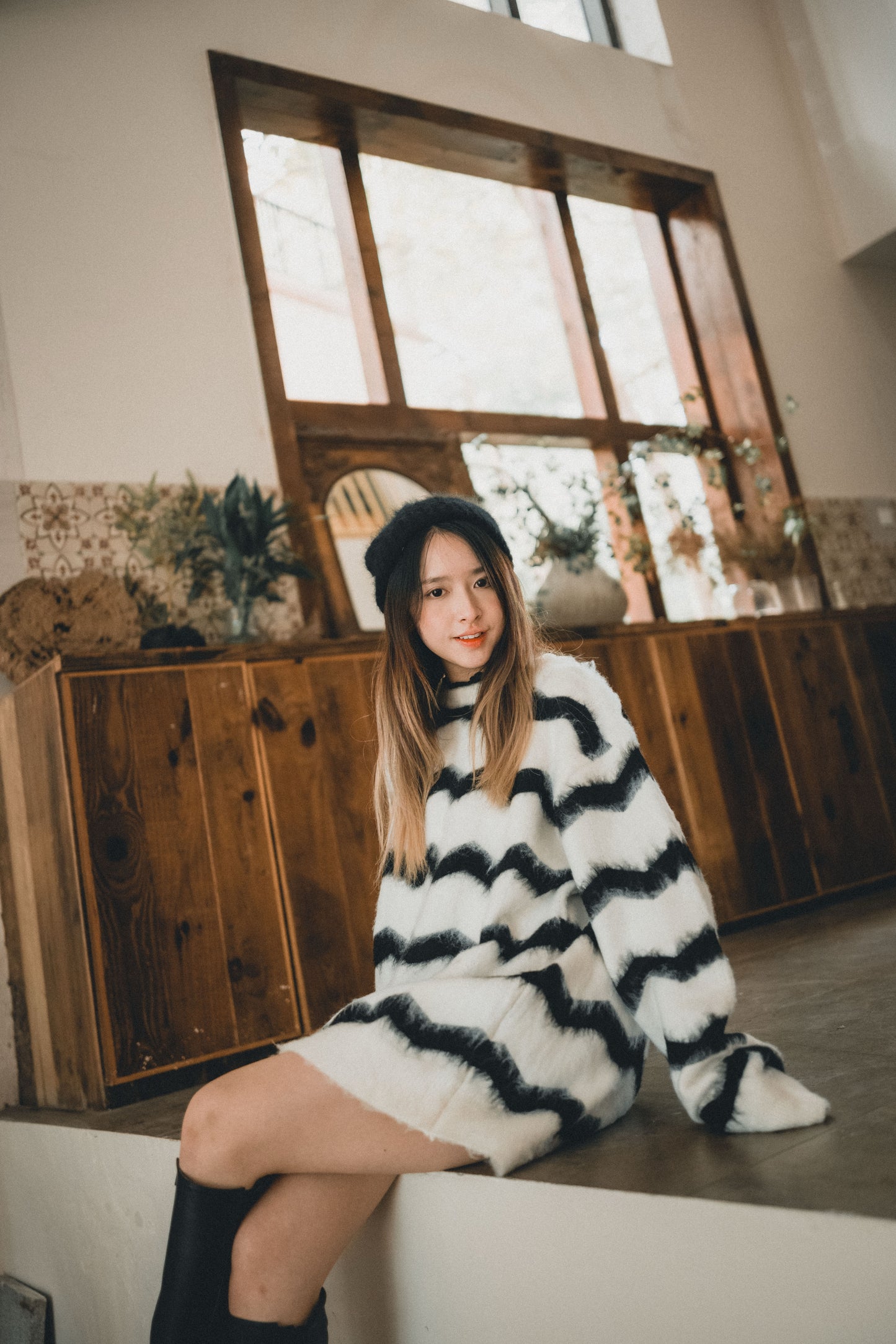 柔軟馬海毛鋸紋圓領毛衣|5色入