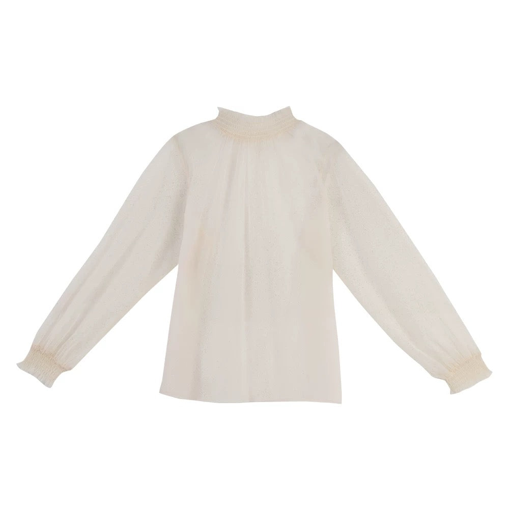 抽褶設計透膚高領上衣|2色入