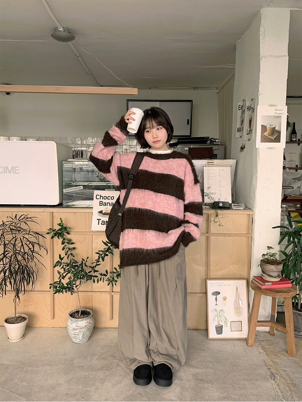 50%羊毛🐏 拼色間條圓領上衣|4色入