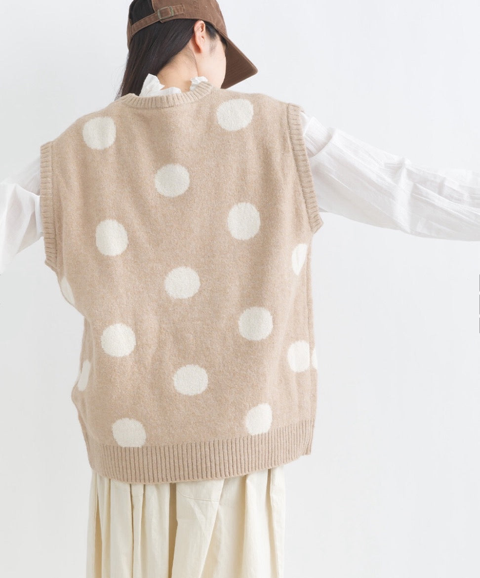 JP日系可愛波波針織馬甲|2色入