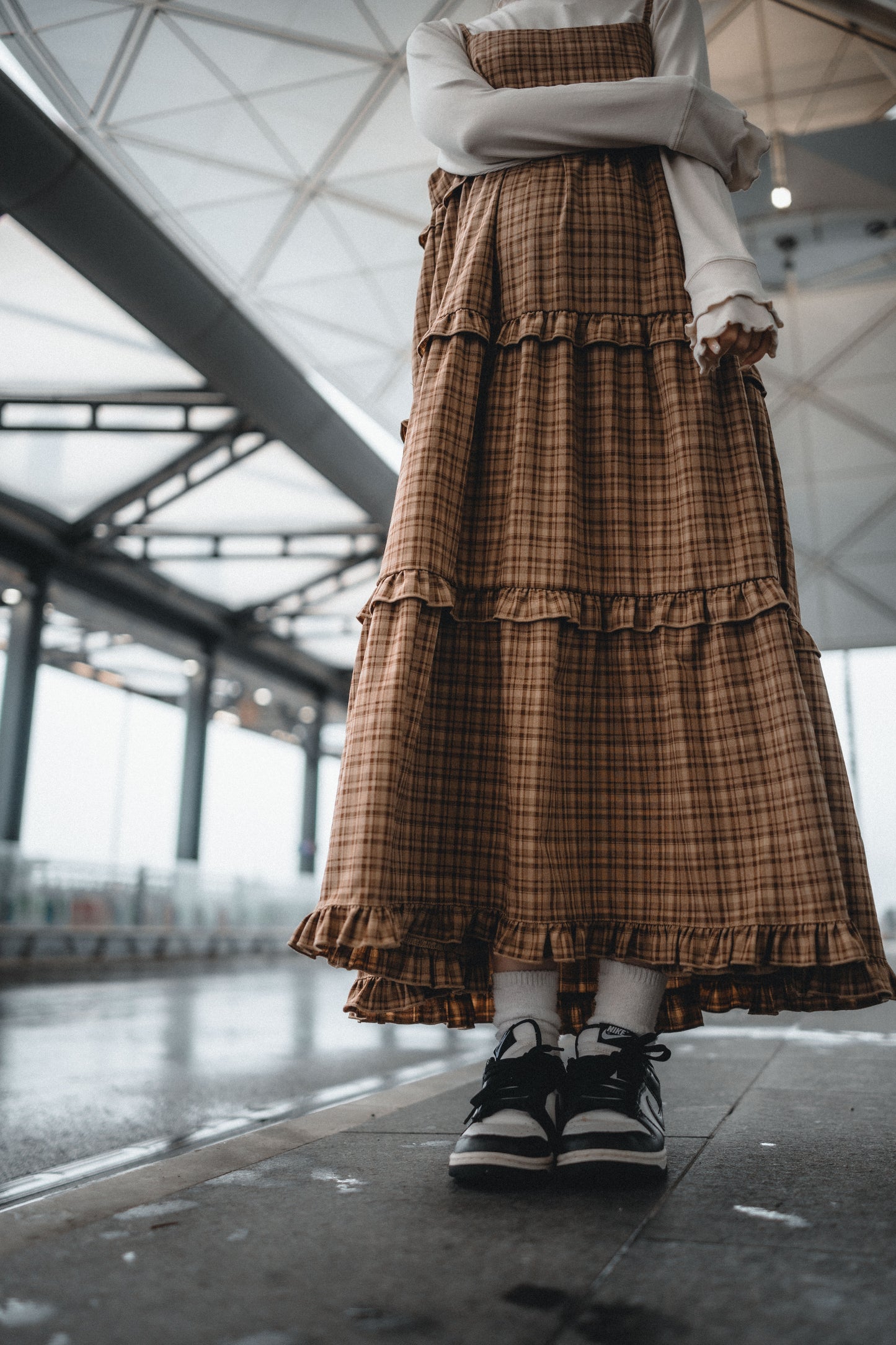 秋冬🟤格紋Ruffle OPS|4色入