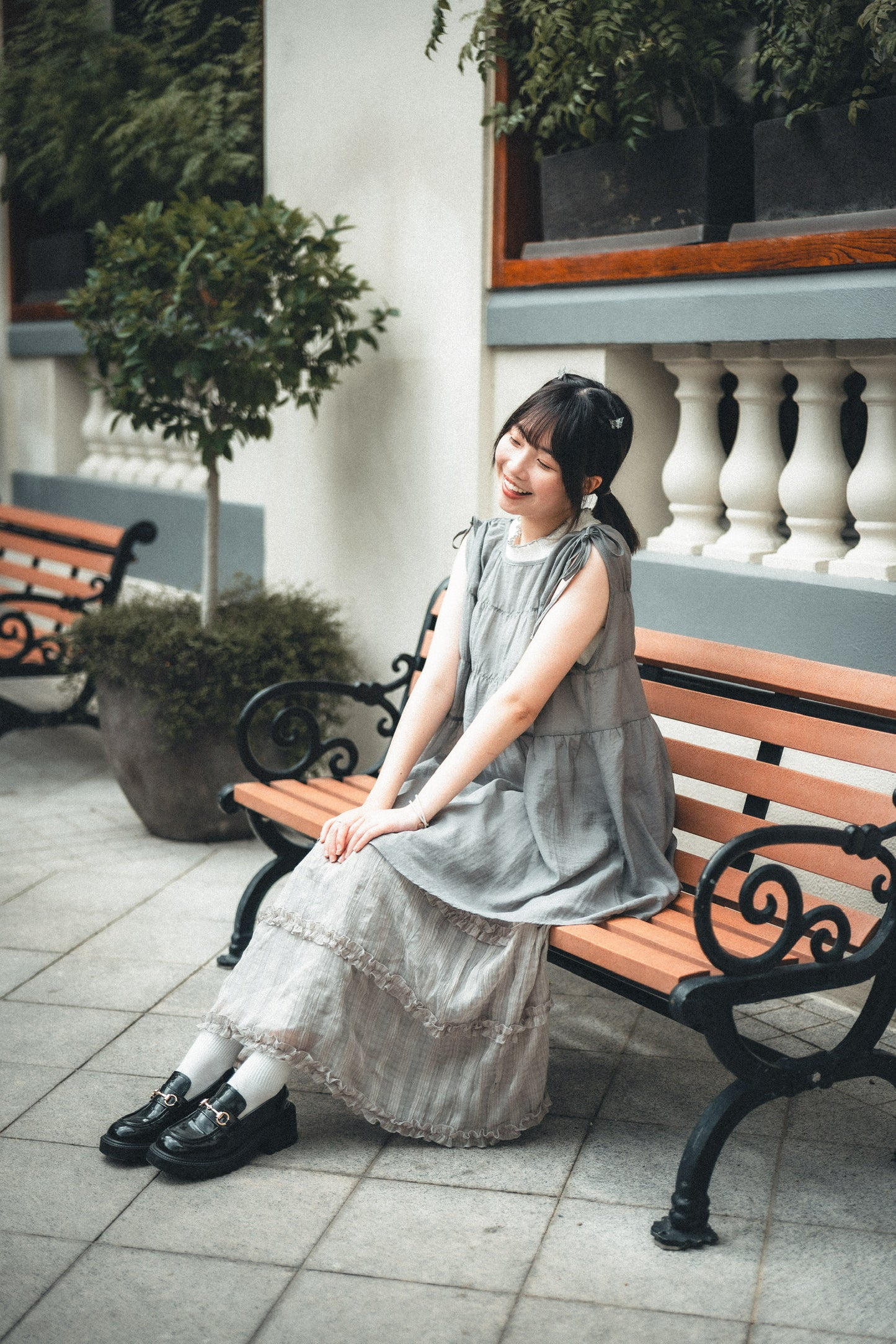 透紗格紋RUFFLE邊半身裙|3色入