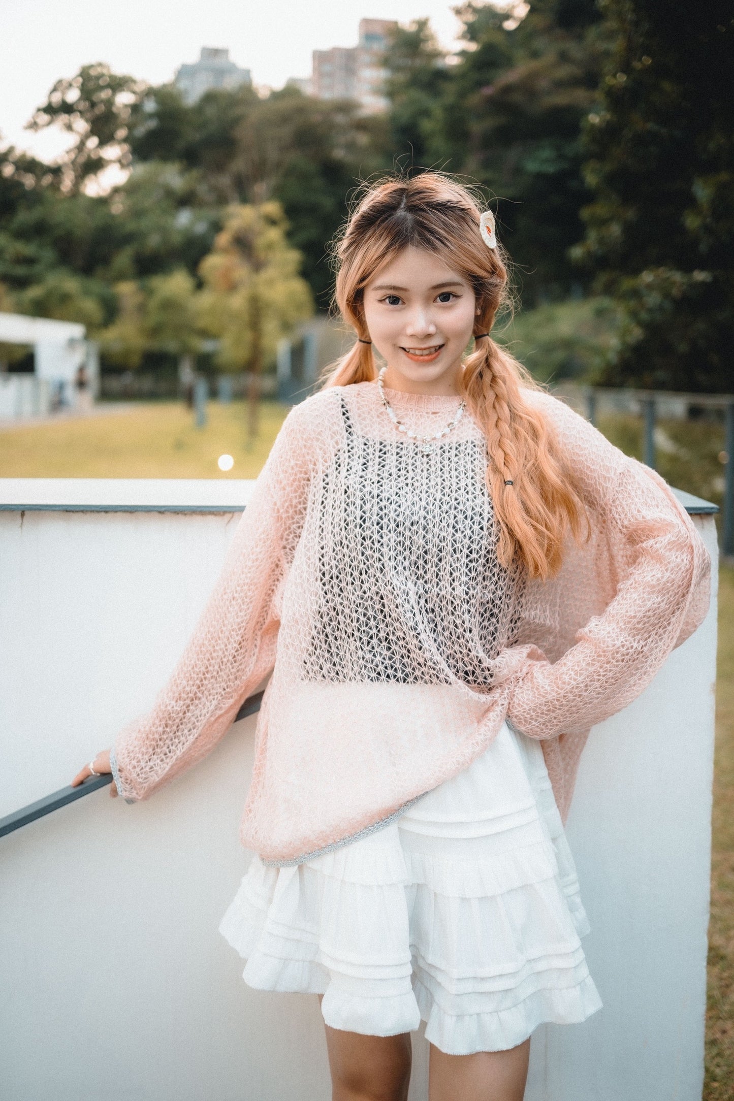 Soft Pastel~ 透膚拼色邊編織上衣|5色入