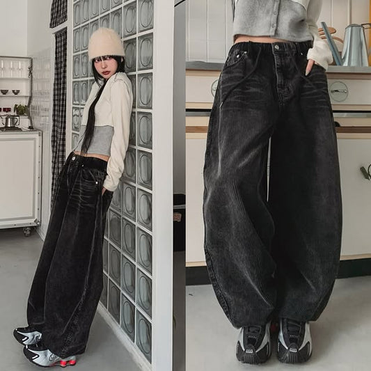 Unisex洗水燈芯絨氣球褲|3色入