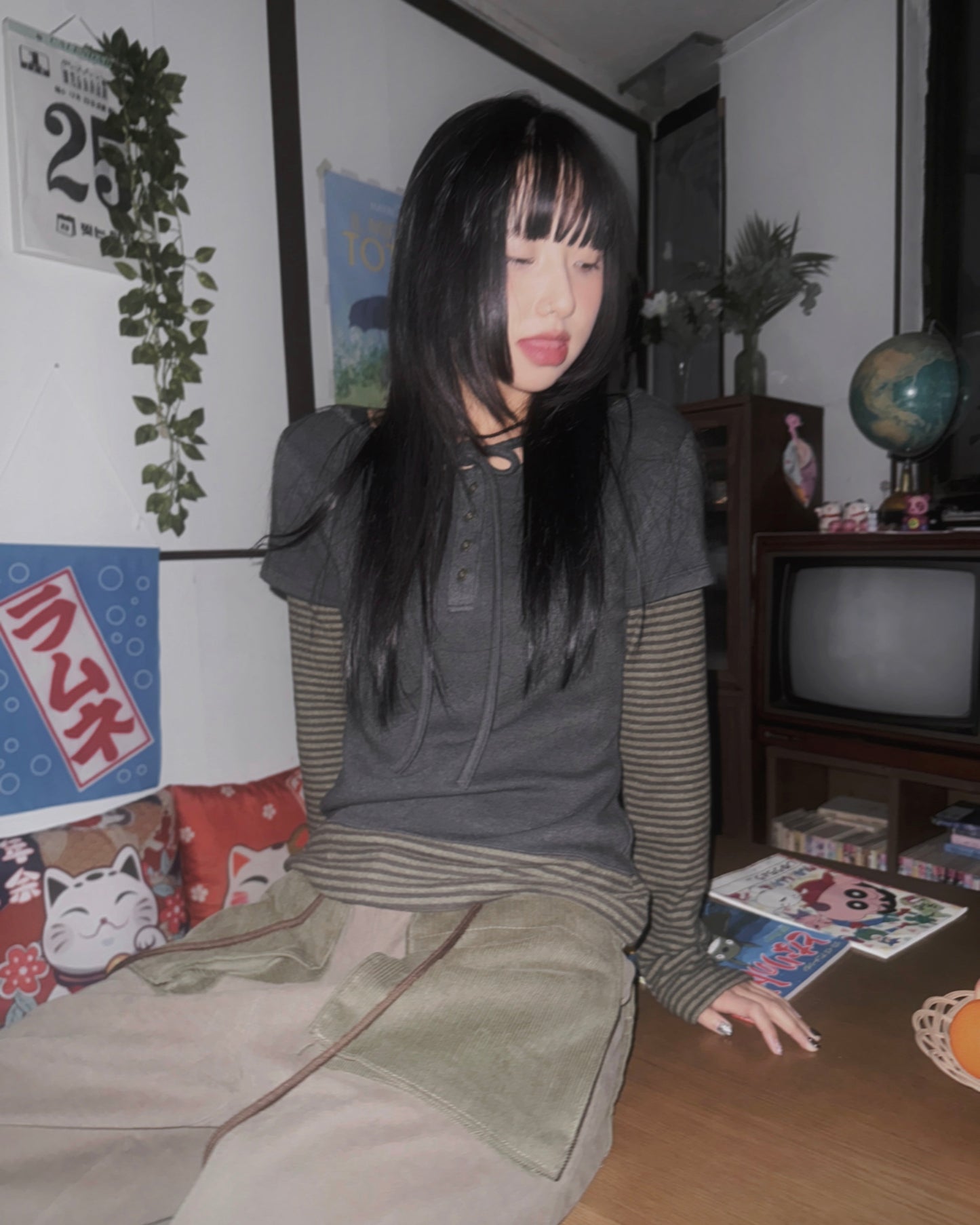 Ribbon Stripe Layered Knit Top|3色入