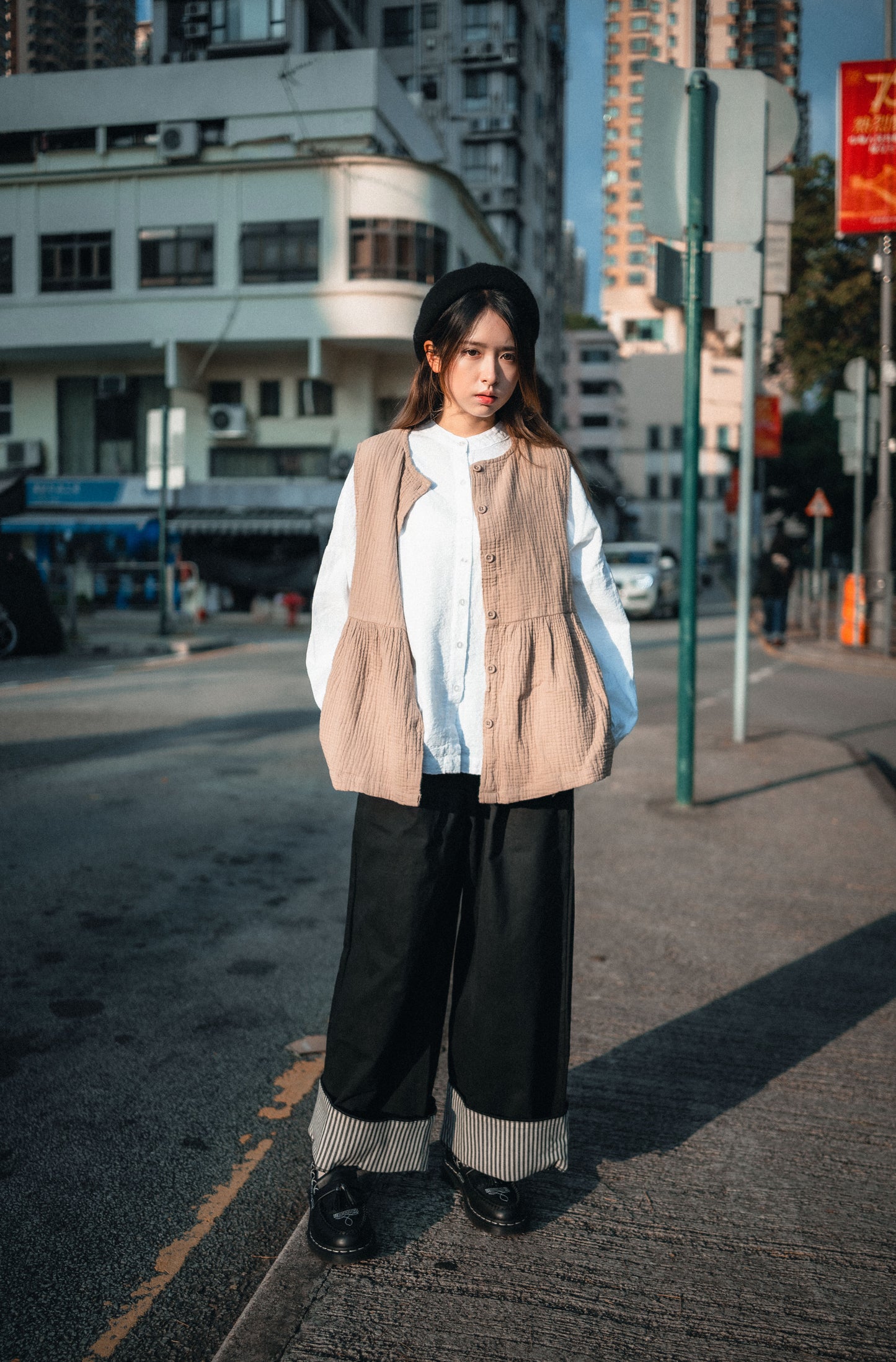 2WAY內直條布長褲|3色入