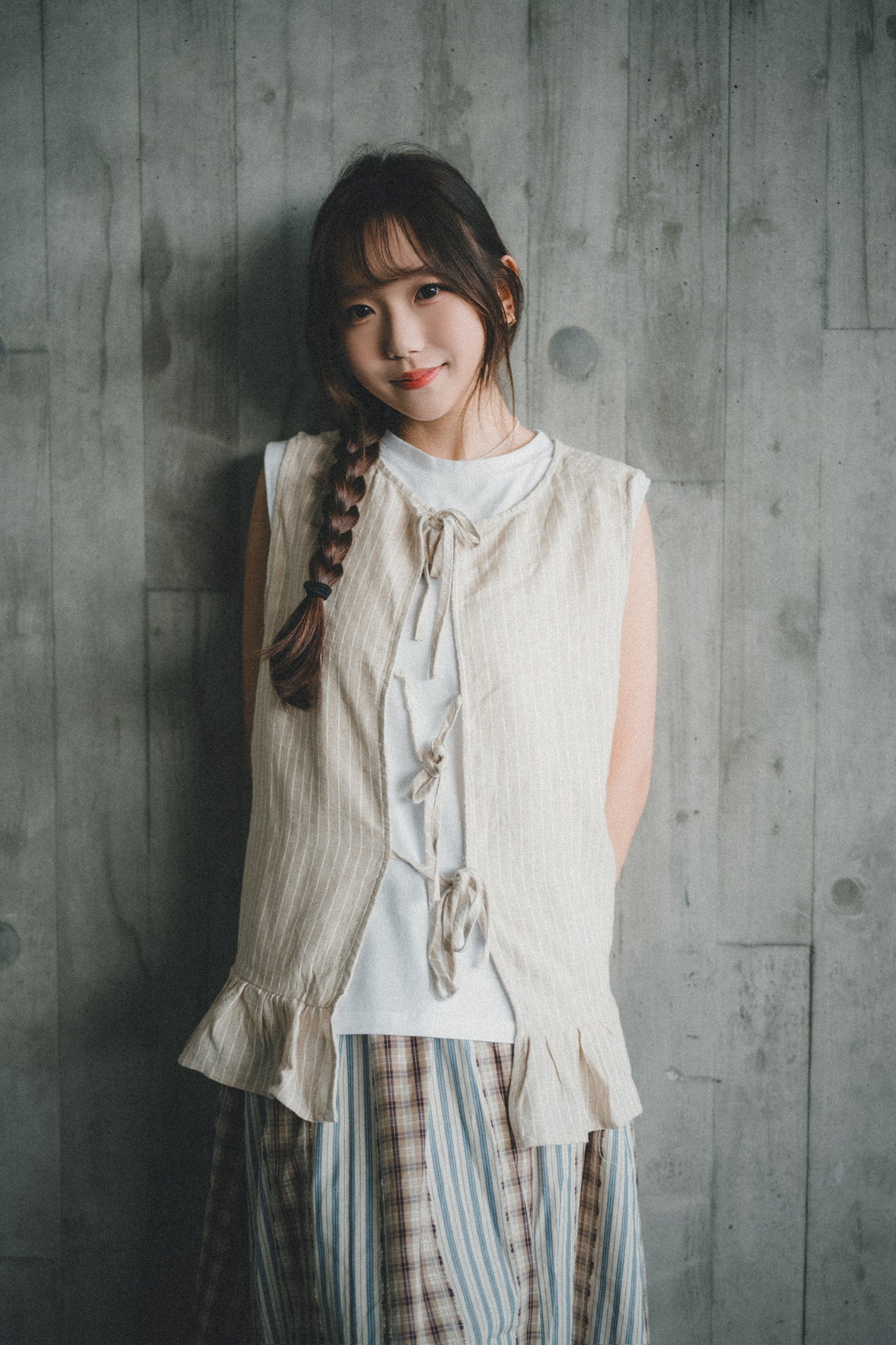 KR側褶邊棉質寬身背心|5色入