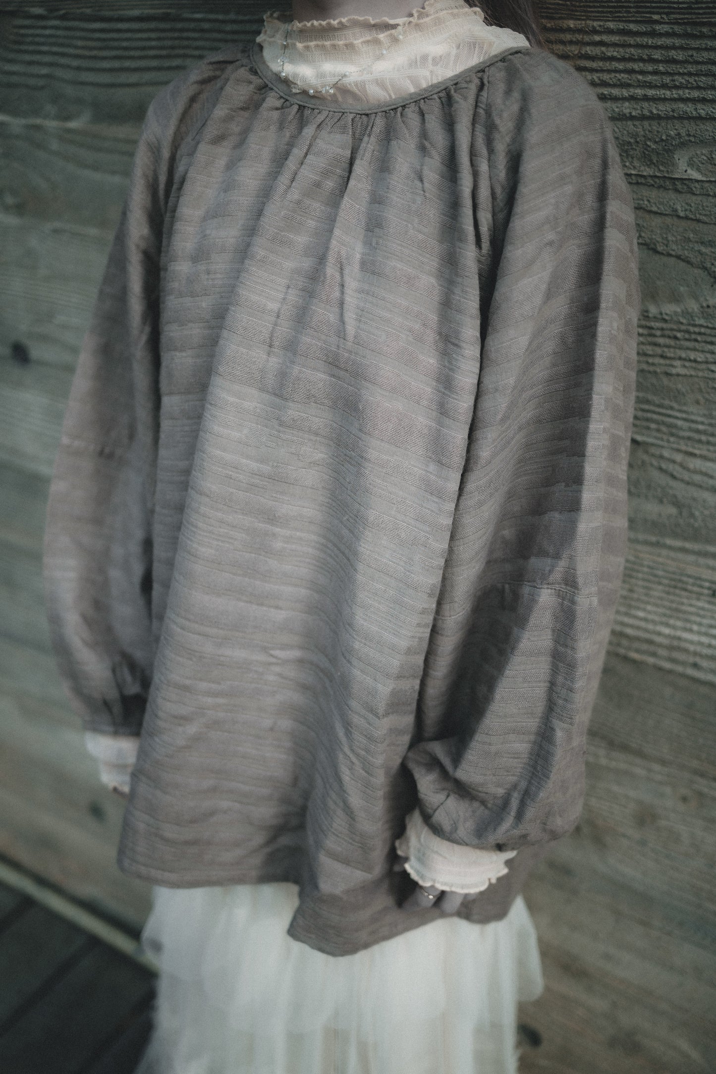 棉麻壓摺泡泡袖上衣|3色入