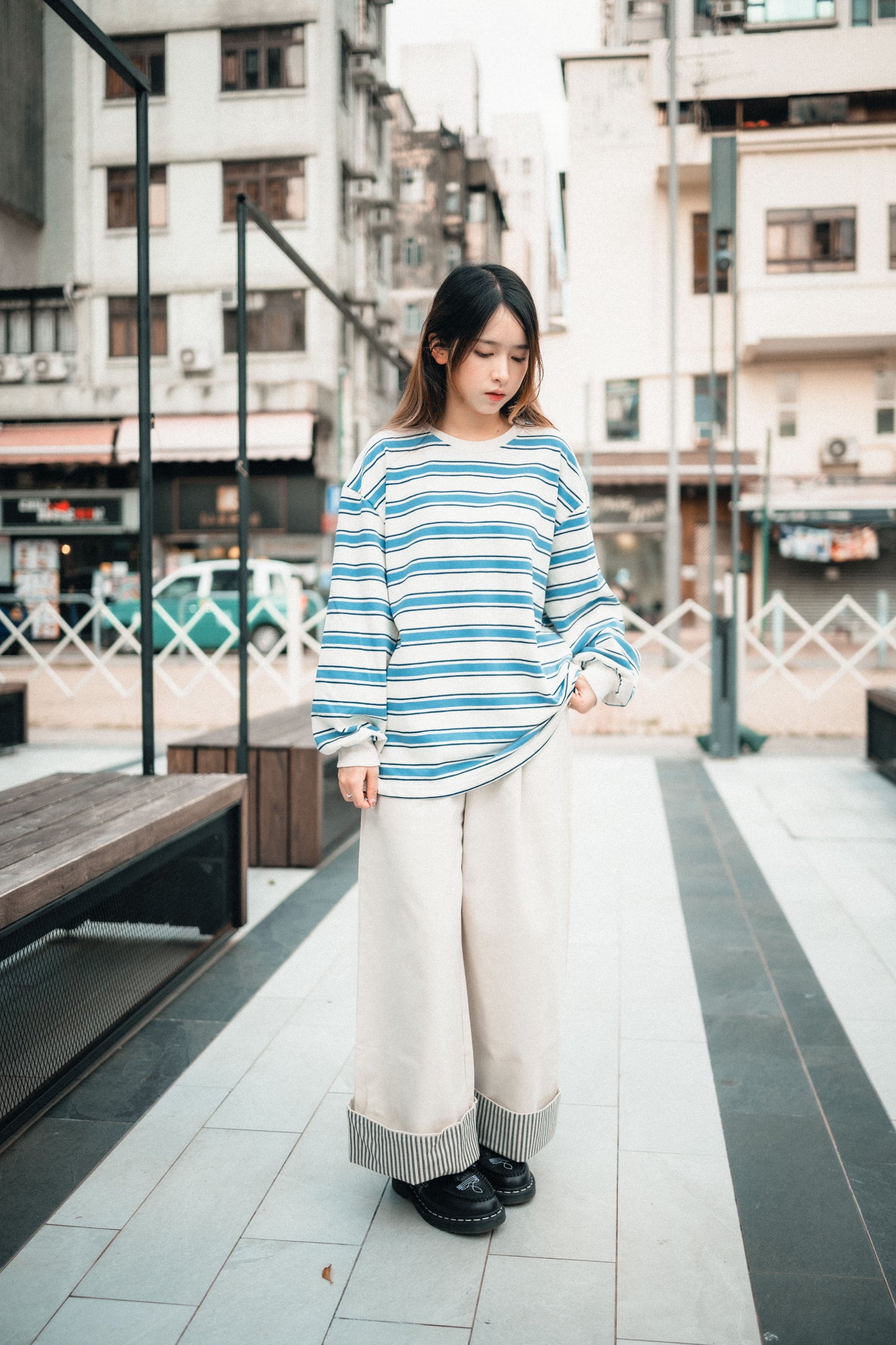 2WAY內直條布長褲|3色入