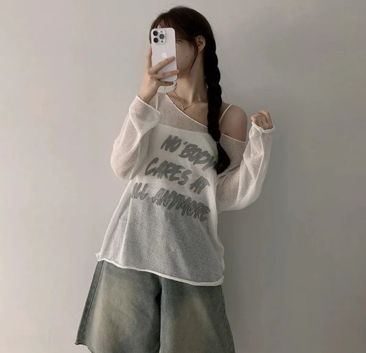 Nobody透膚長袖針織|4色入