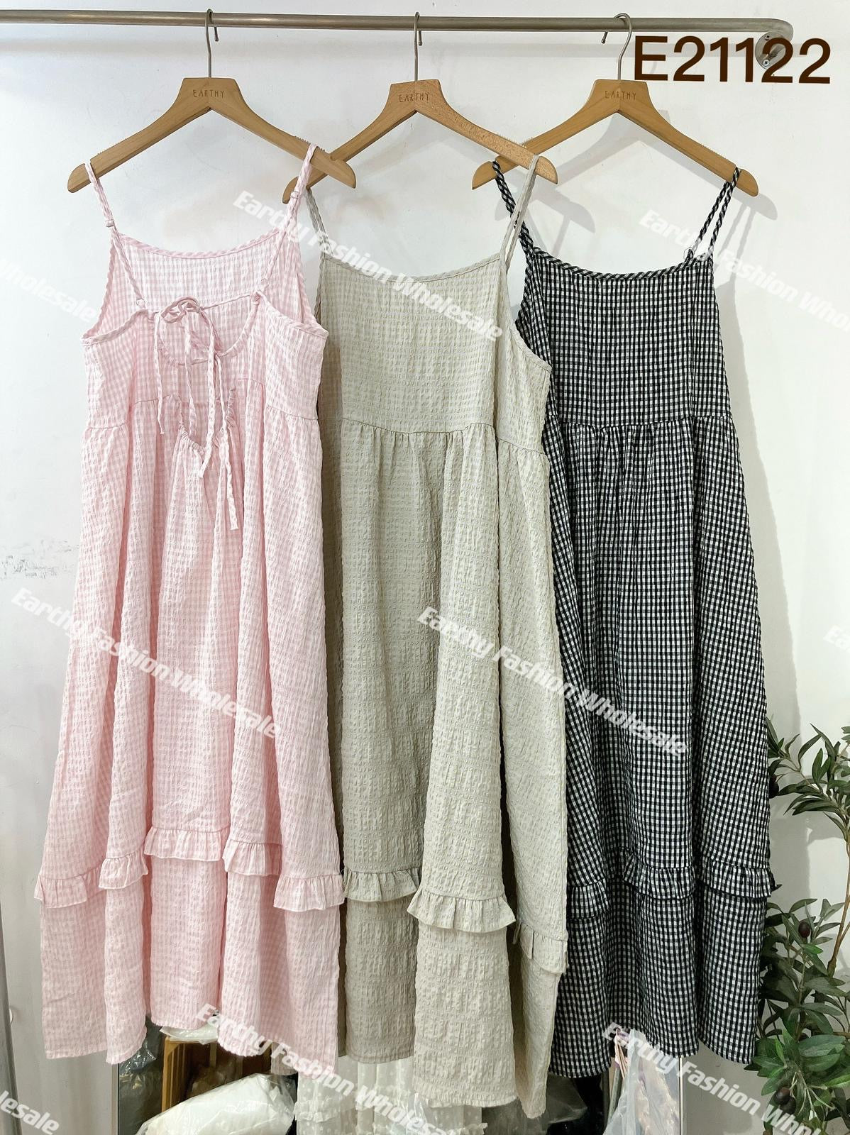 超甜💗 元気綁帶格子吊帶蛋糕OPS|2色入