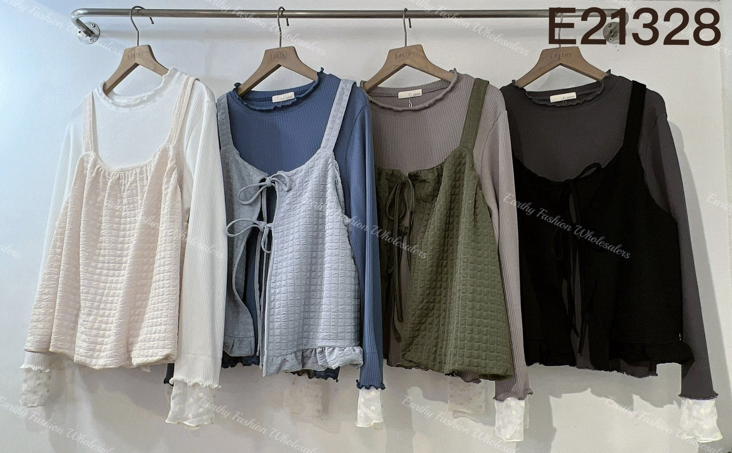 泡泡格綁帶背心外搭|4色入