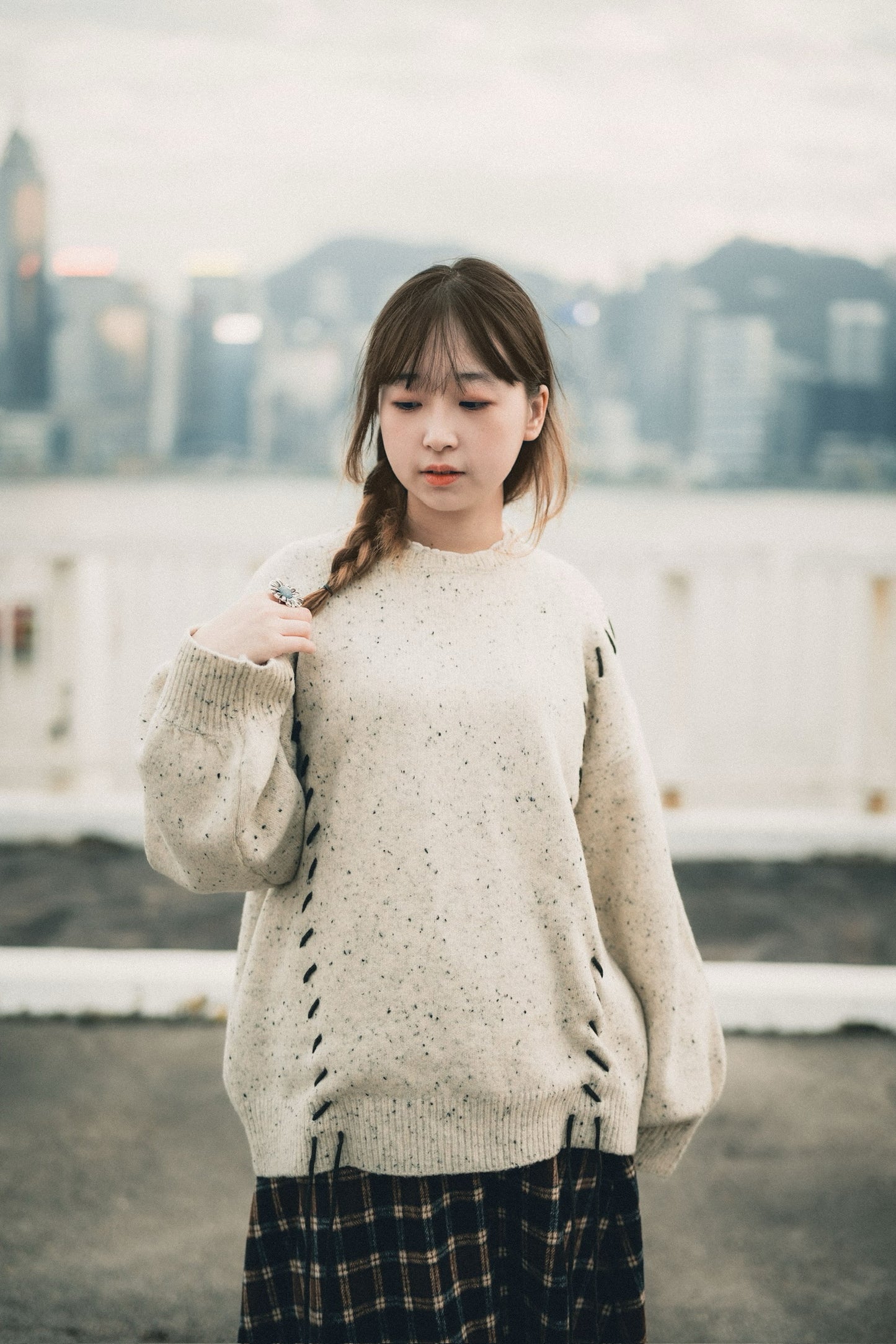 曲奇趣趣🍪 拼色粗縫繫帶針織上衣|3色入