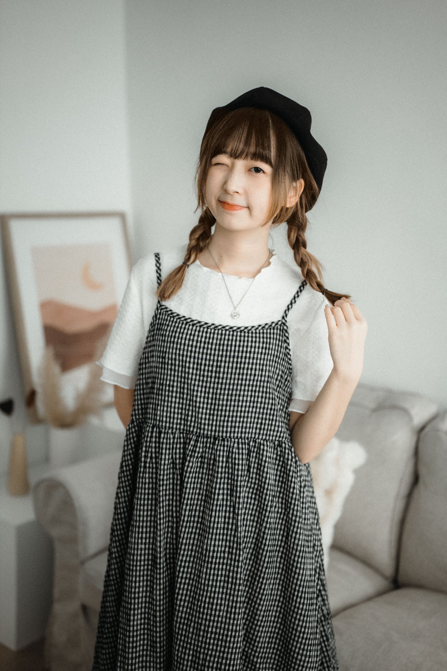 超甜💗 元気綁帶格子吊帶蛋糕OPS|2色入