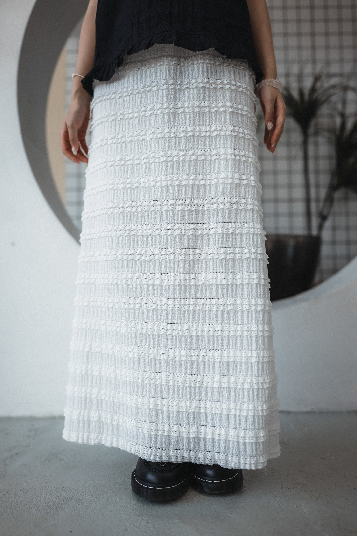 氣質ᵁᵖᵖᵖ!! 千層Ruffle後分岔半身裙|2色入