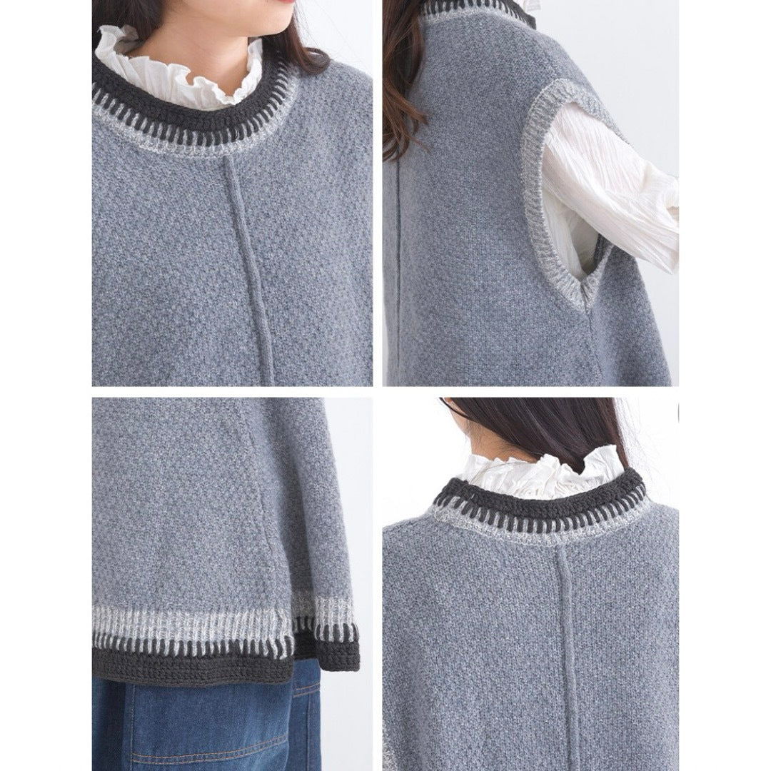 JP混色織線坎肩針織馬甲|3色入