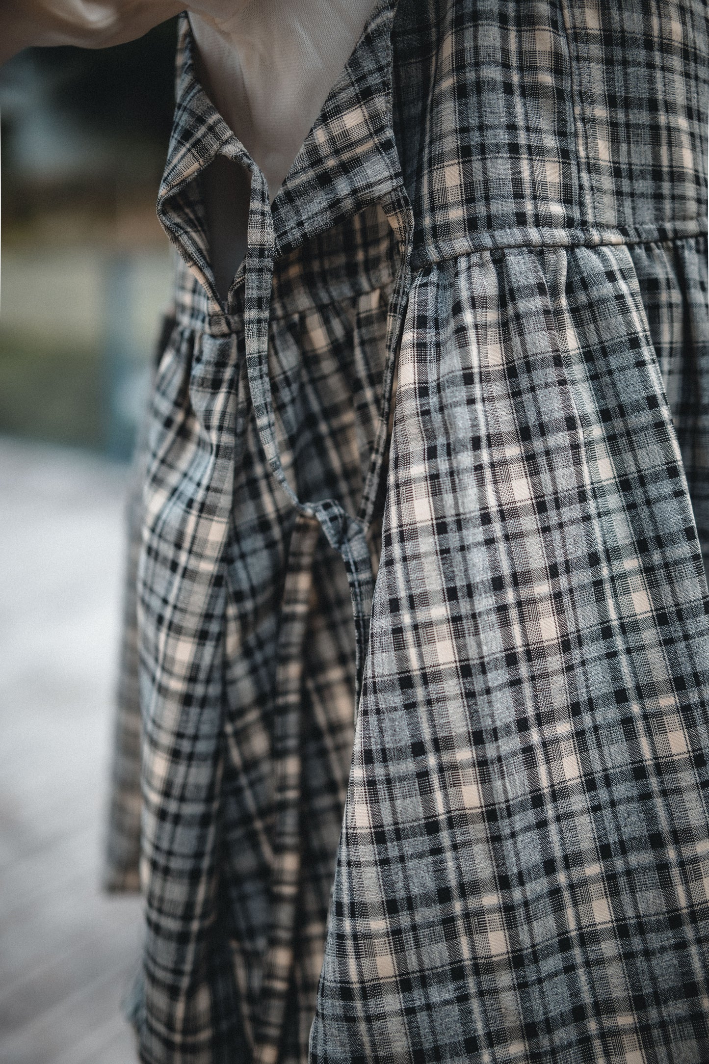 秋冬格紋🪟側綁帶泡泡背心外搭|4色入