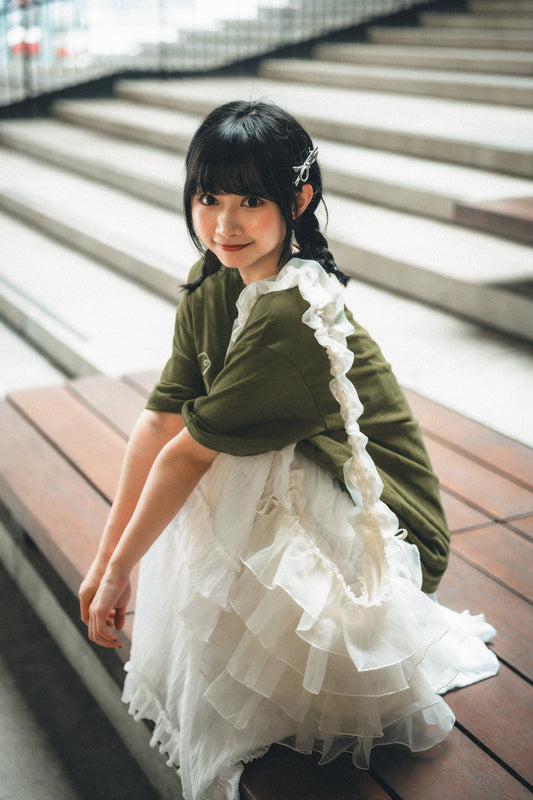 蛋糕層層ruffle紗紗袋 L size|4色入