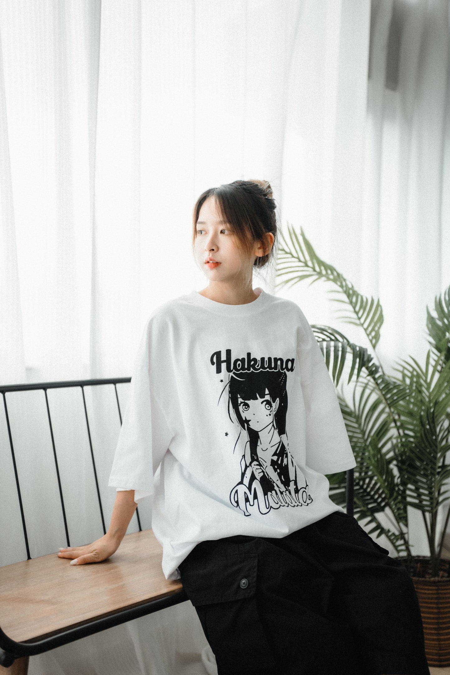 Hakuna漫畫少女風Print Tee|1色入