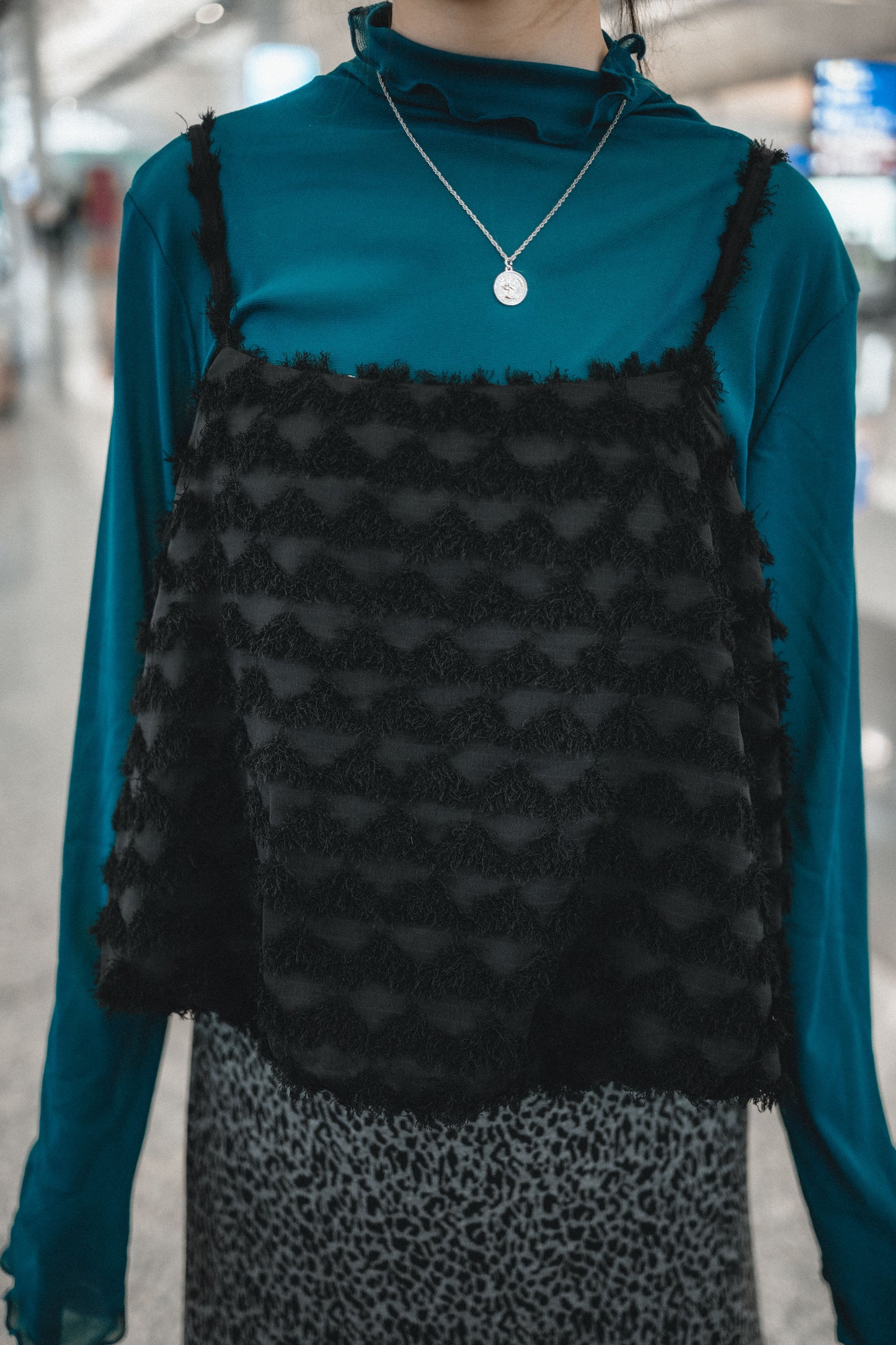 毛毛菱格吊帶背心外搭|4色入