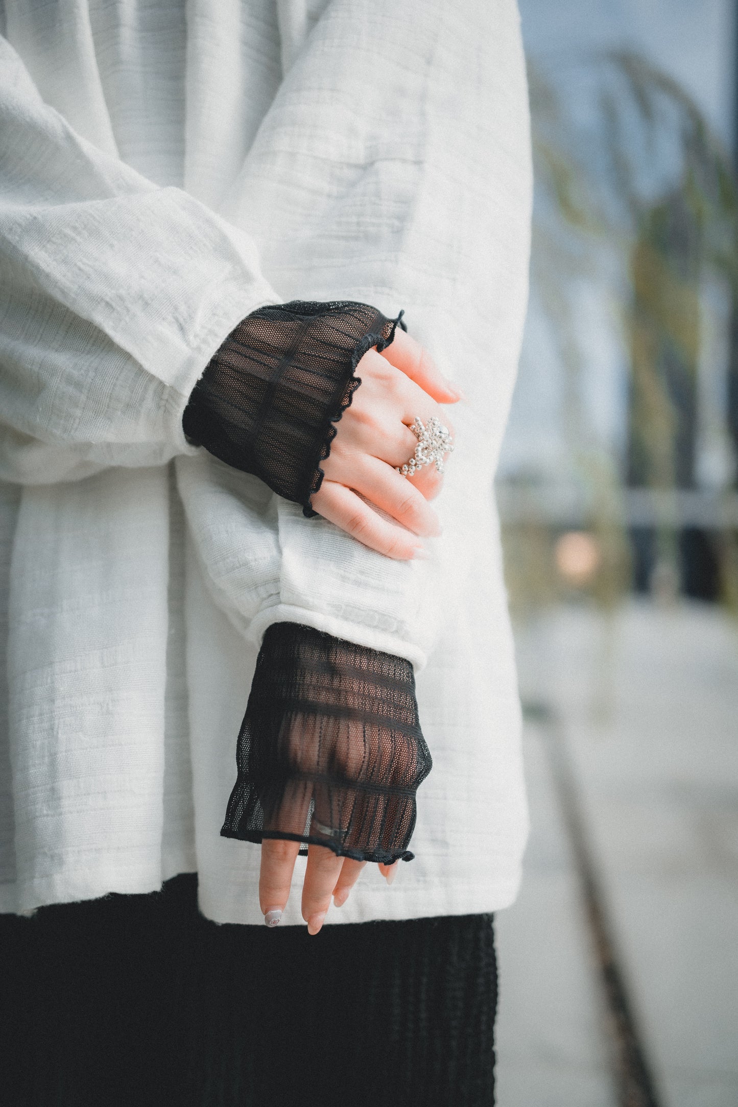 棉麻壓摺泡泡袖上衣|3色入