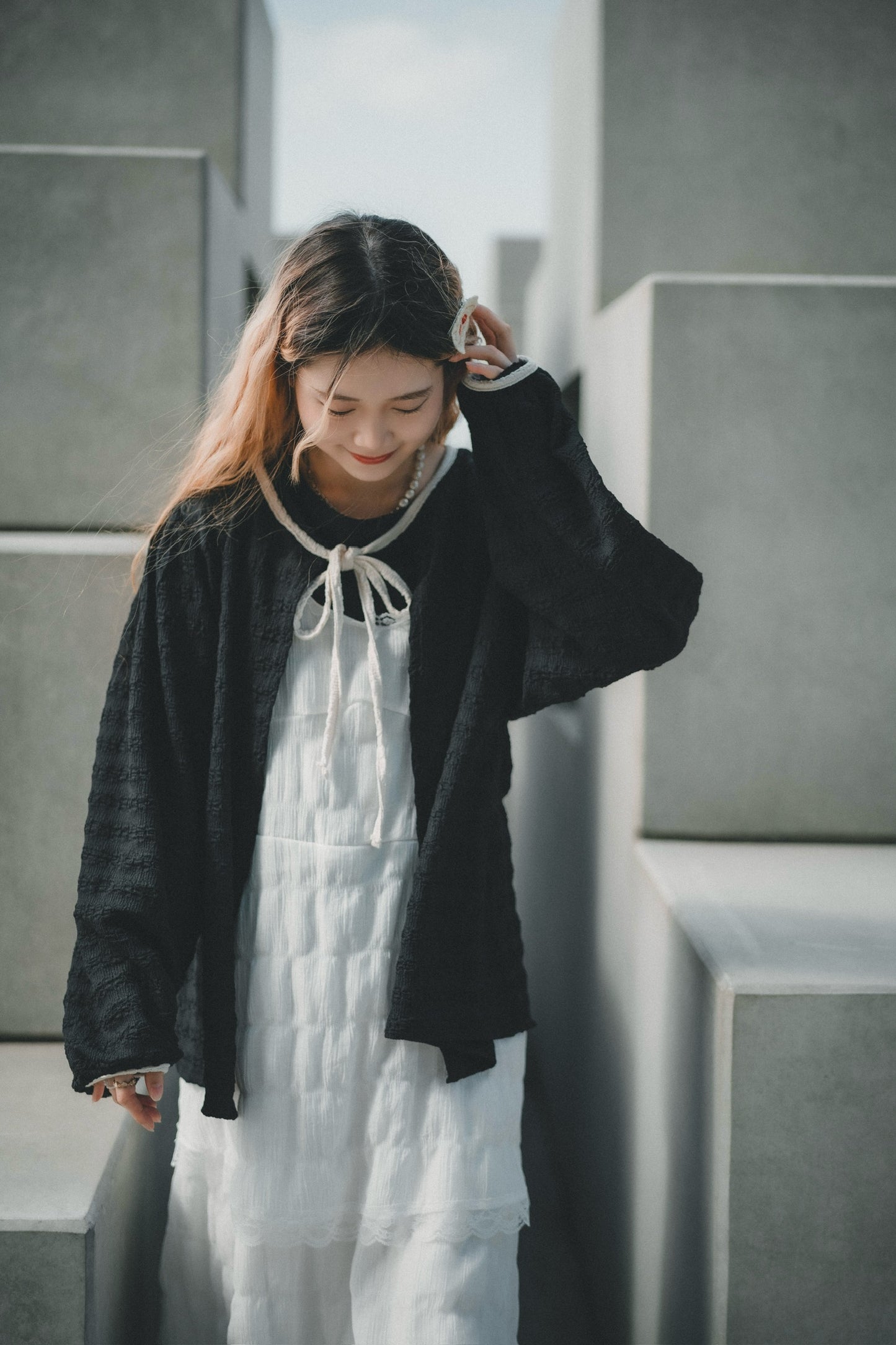 泡泡質蝴蝶結綁帶外搭|2色入