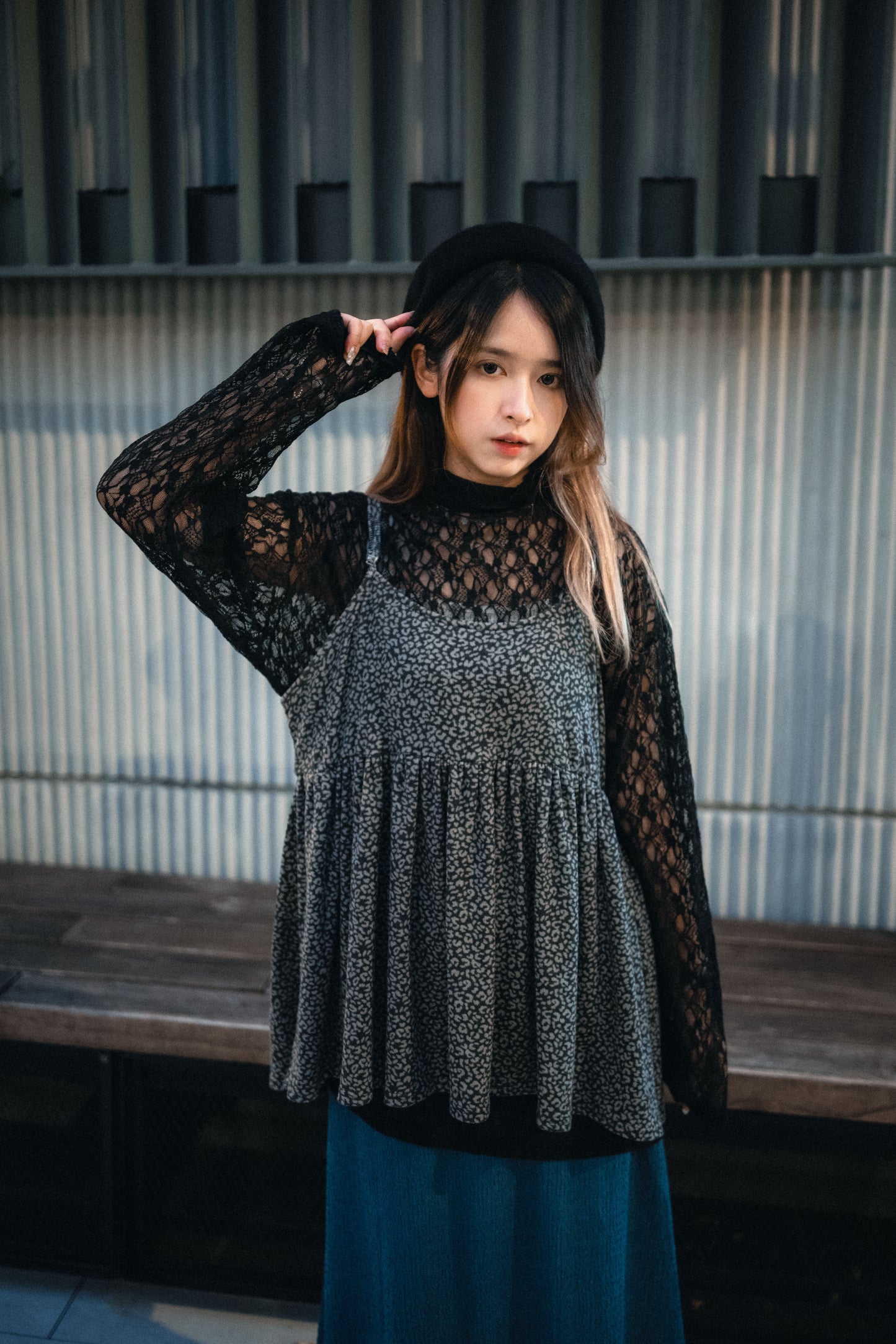 豹紋pattern吊帶layer|3色入