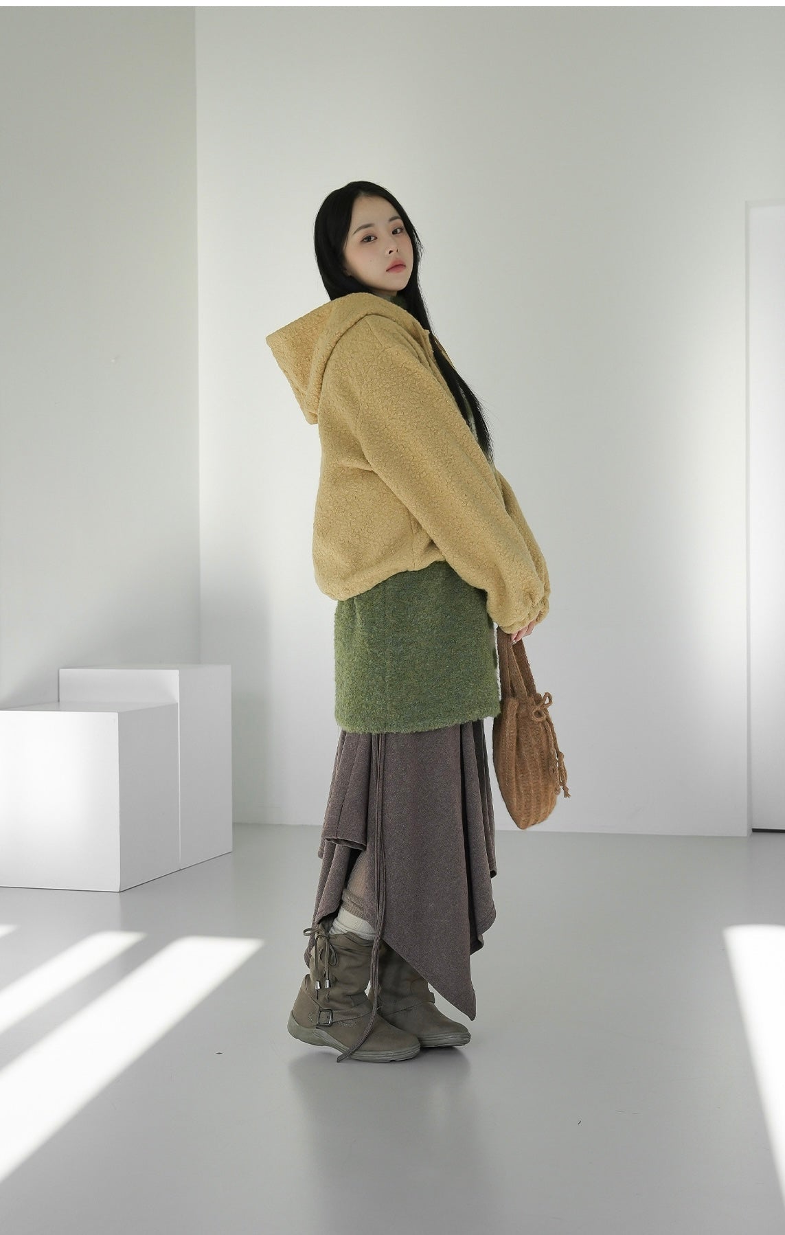 不對稱下擺中長版半裙|2色入