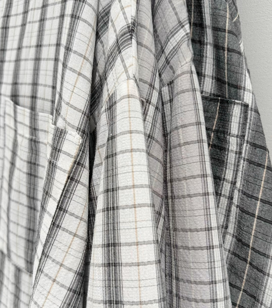 復古文青風口袋圓領格子恤衫|3色入